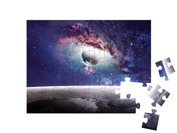 puzzleYOU Puzzle Blick vom Mond auf den Planeten Erde, 48 Puzzleteile, puzzleYOU-Kollektionen Weltraum, Universum