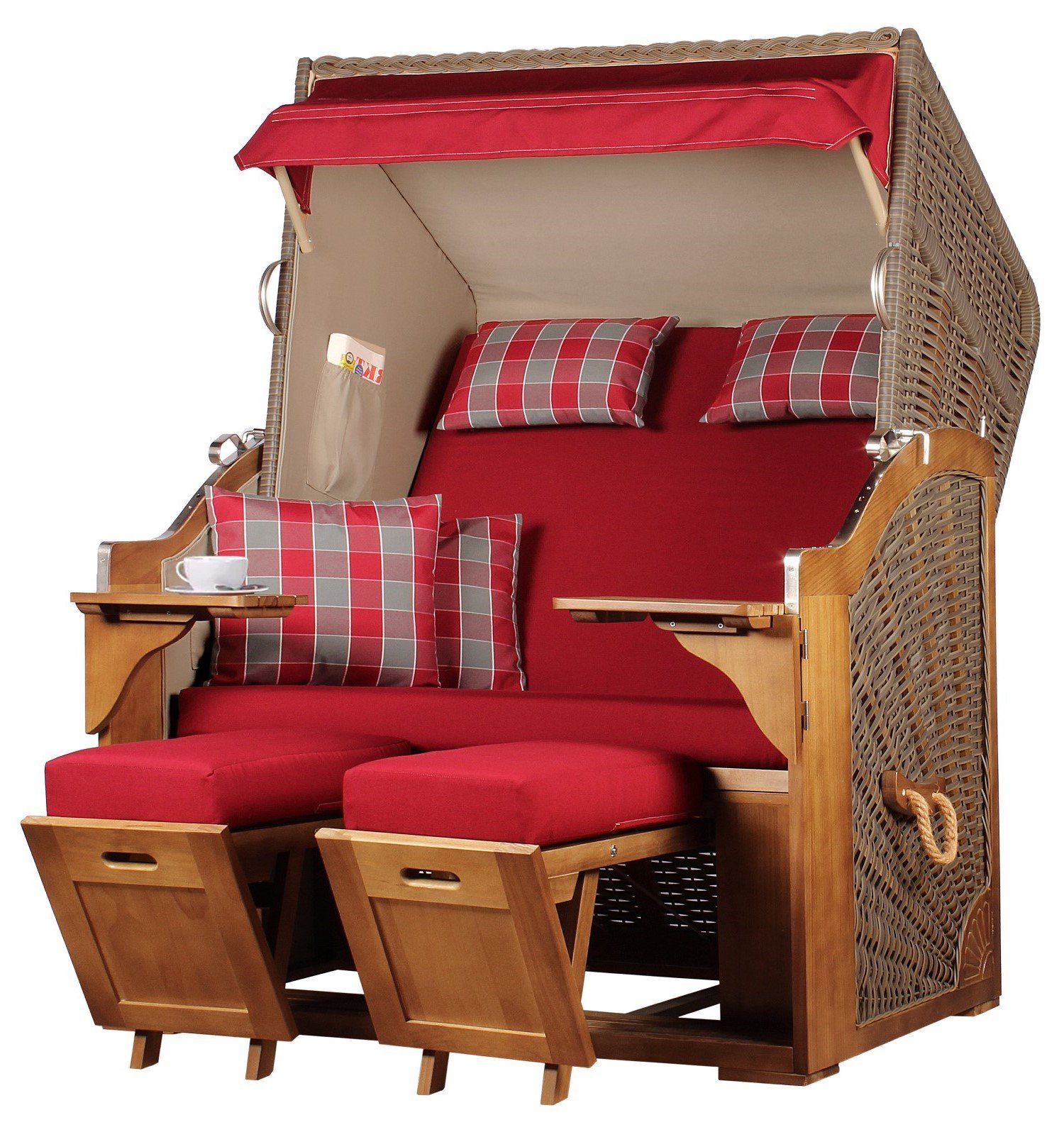 bene living Strandkorb Schleswig Pinie 2Sitzer PE mokka Modell 564