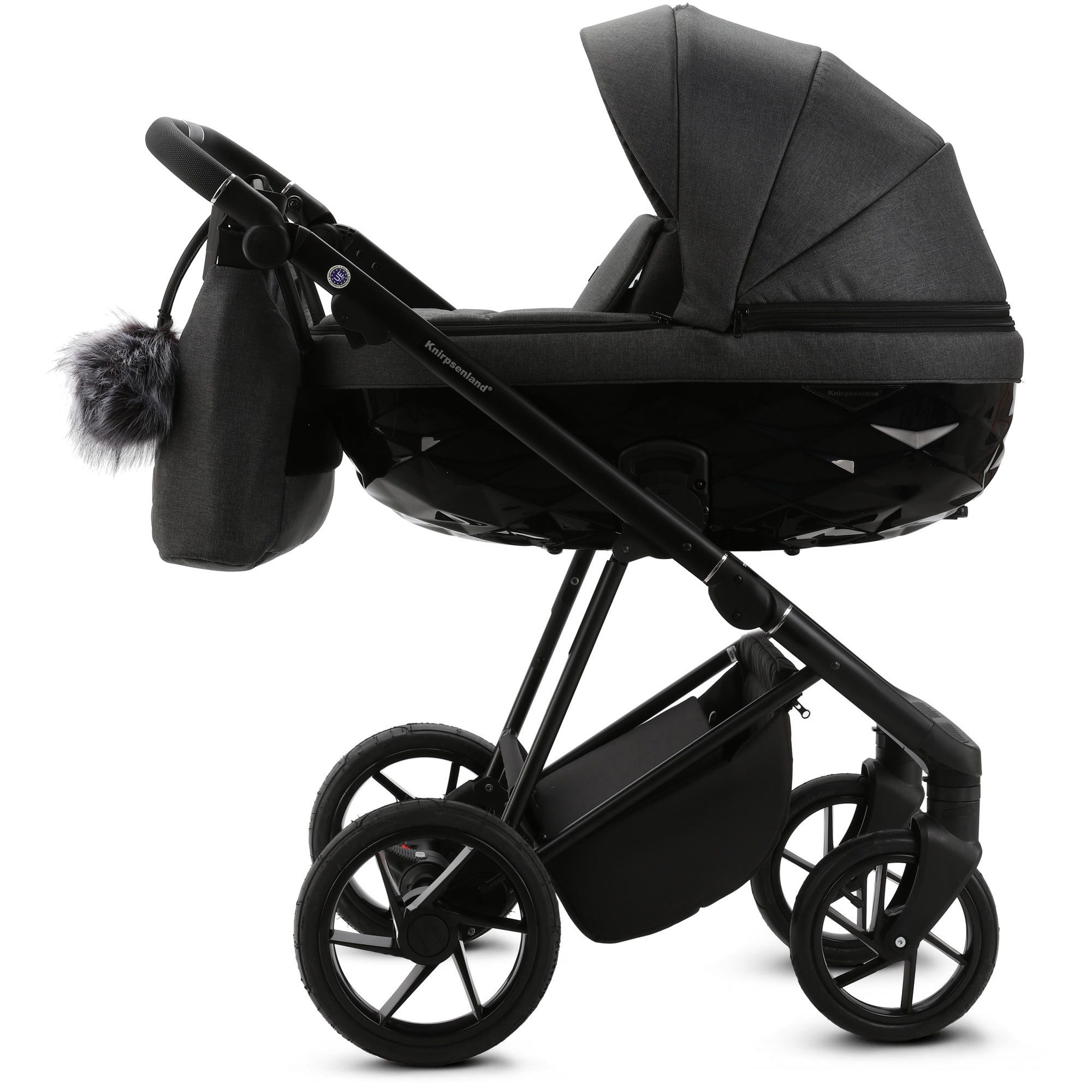 Knirpsenland Kombi-Kinderwagen Milano 2in1 Luxus 3D Wanne, Sportsitz, Wickeltasche, viel Zubehör, (Spar-Set), hohe Sicherheit durch One-Klick System der Kinderwagenaufsätze