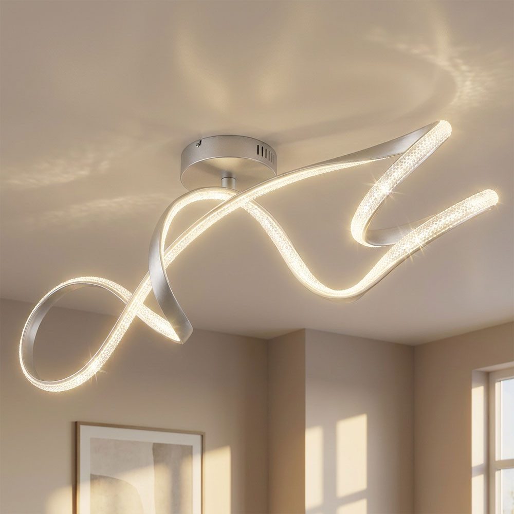 GLOBO LIGHTING LED Deckenleuchte, LED-Leuchtmittel fest verbaut, Neutralweiß, Deckenlampe Deckenleuchte Wohnzimmerlampe Kristallleuchte silber LED D