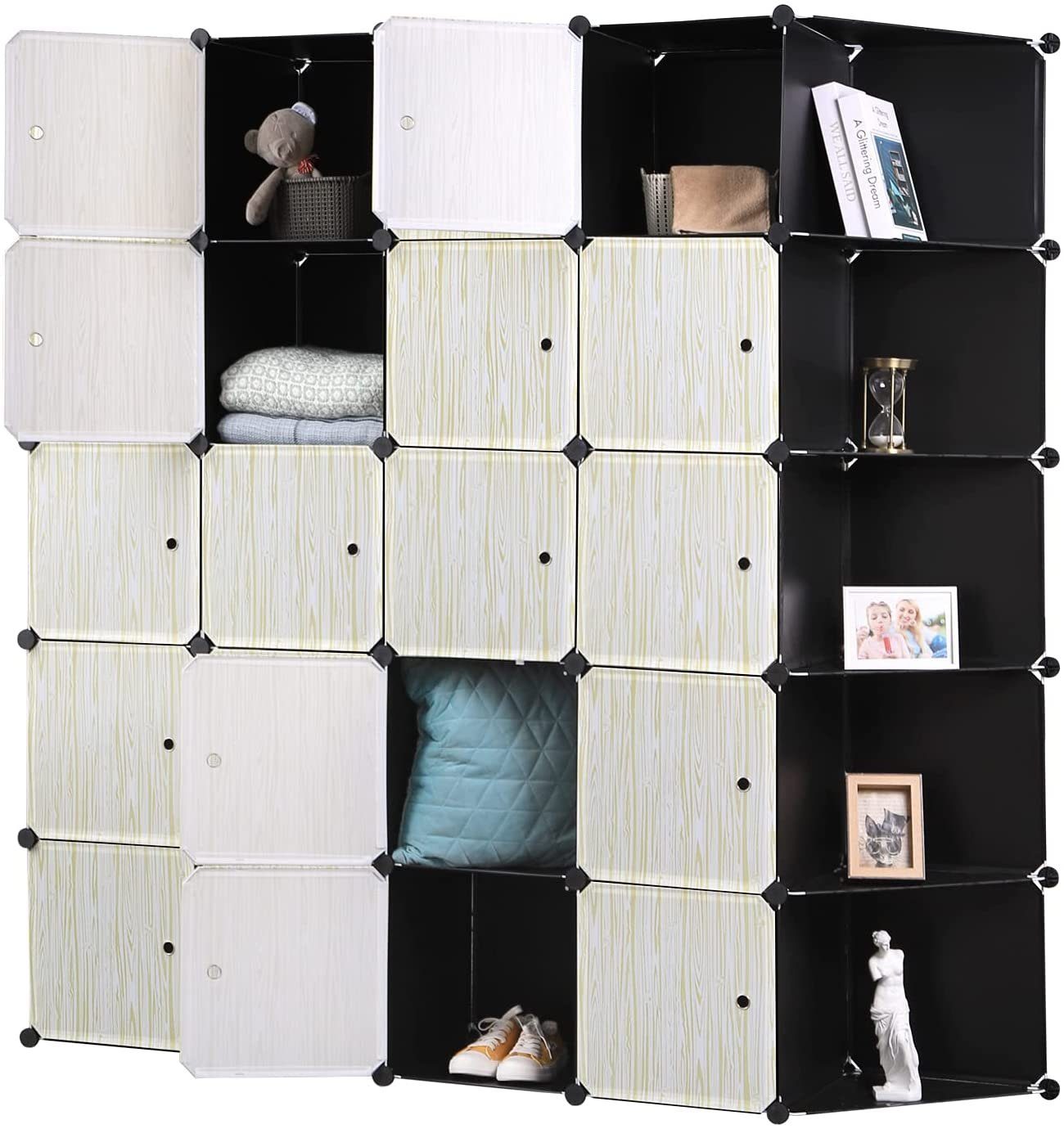 Kleiderschrank 2 Kleiderstangen Bücherregal (1-St) Woltu mit Steckregalsystem