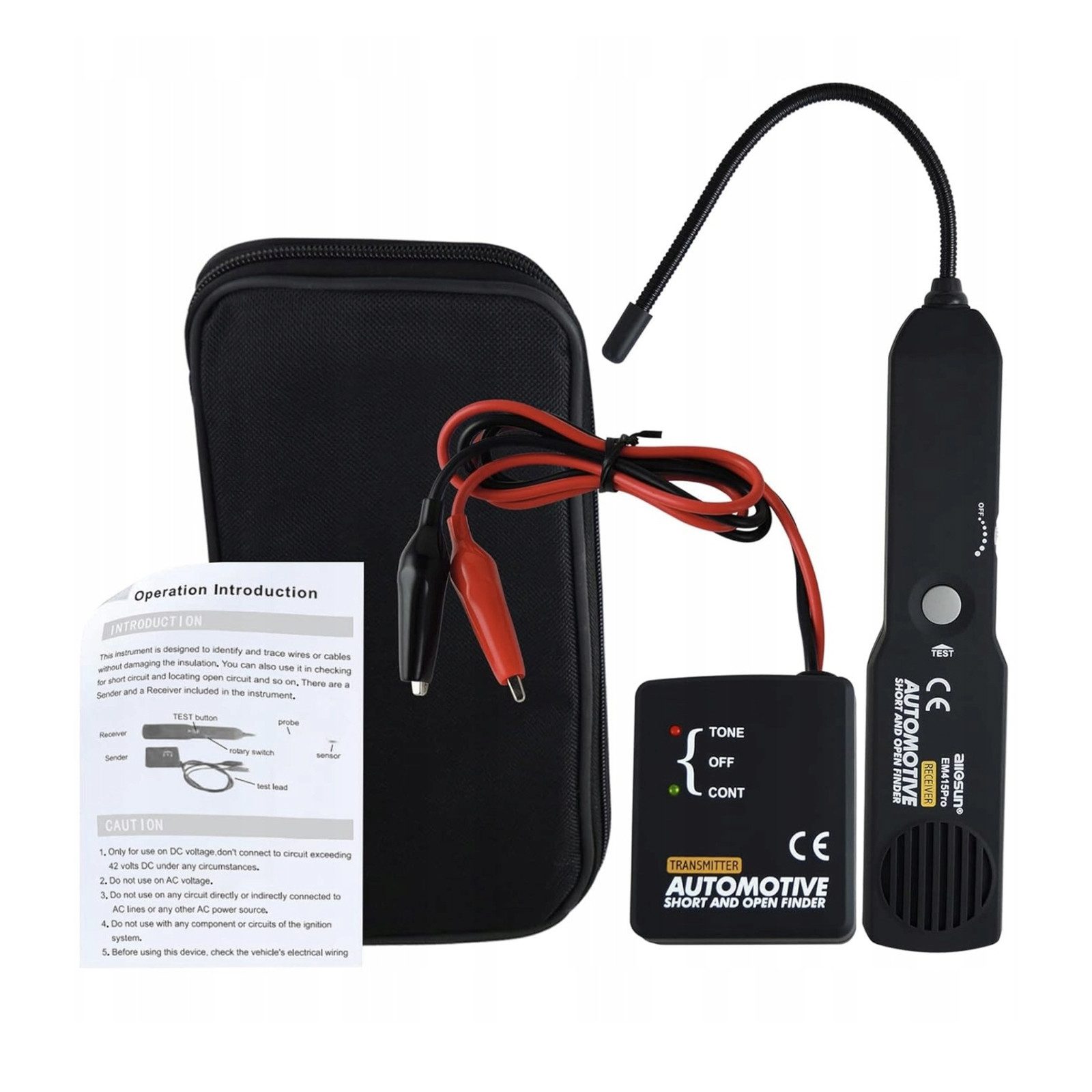 REDOM Leitungsortungsgerät 6–42V KFZ Stromkreisprüfer Auto-Kabeltester Prüfinstrument, DC Тестер напряжения Automotive Elektrik-Fehlersucher, 1-tlg., mit LED Tonanzeige flexibler Sonde und Transporttasche, für Auto LKW Boot Traktor Wohnmobil Werkstatt usw.