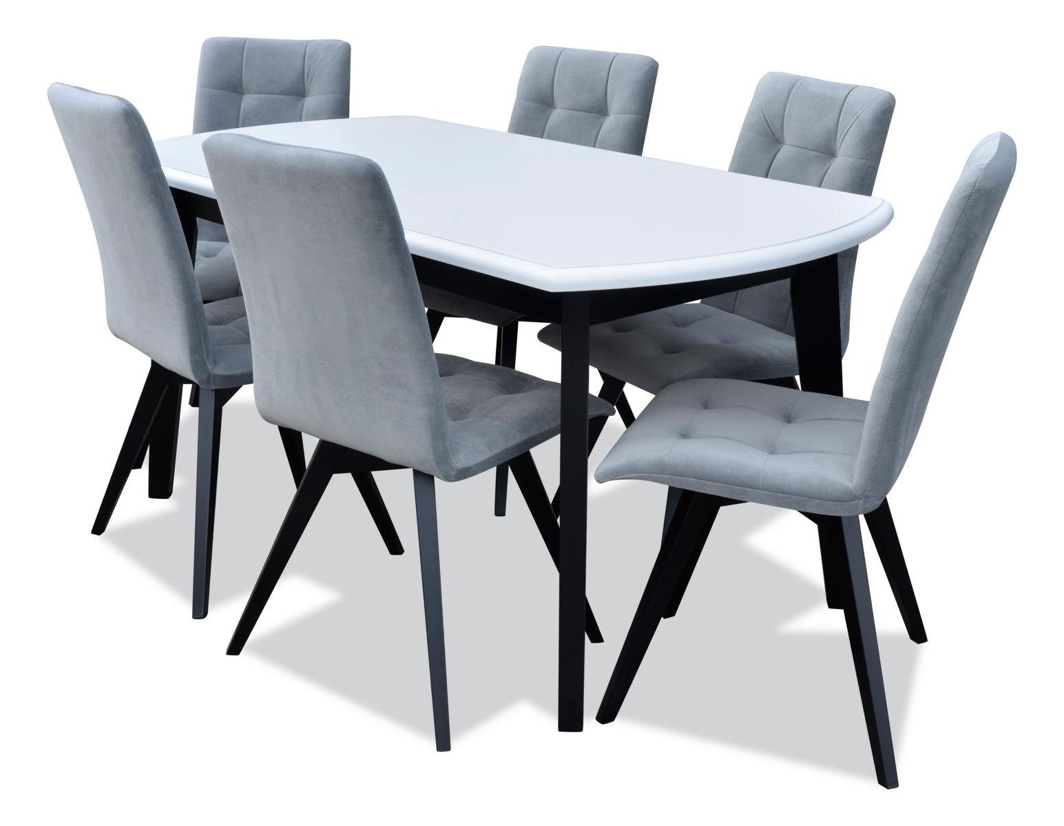 Garnitur Esszimmer JVmoebel Komplett Tisch Luxus Essgruppe, 6x Tishe Set 7tlg Klassische Stühle