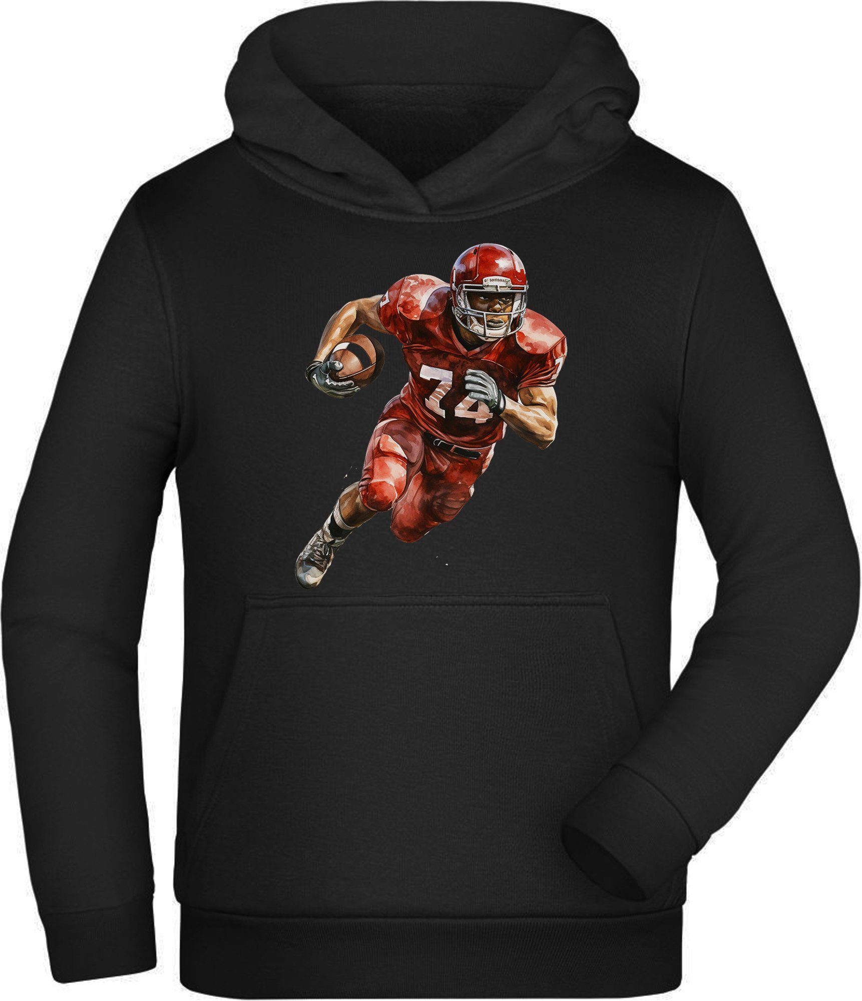 Hoodie Kinder Kapuzen Sweatshirt - Football Spieler in Ölfarben Optik
