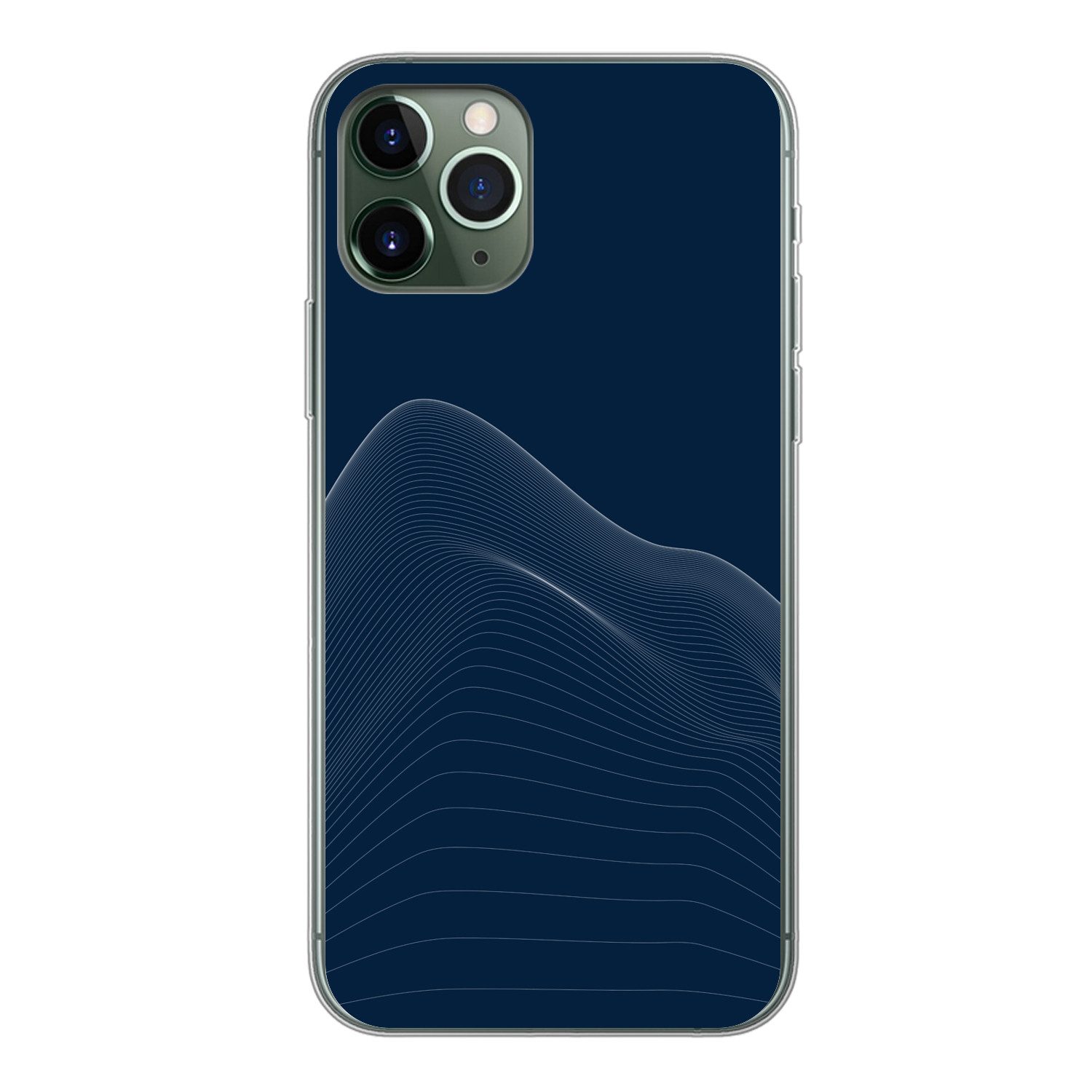 MuchoWow Handyhülle für Apple iPhone 11 Pro Linien - Abstrakt - Blau - Weiß, Smartphone-Bumper, Print, Handy Schutzhülle Dünn
