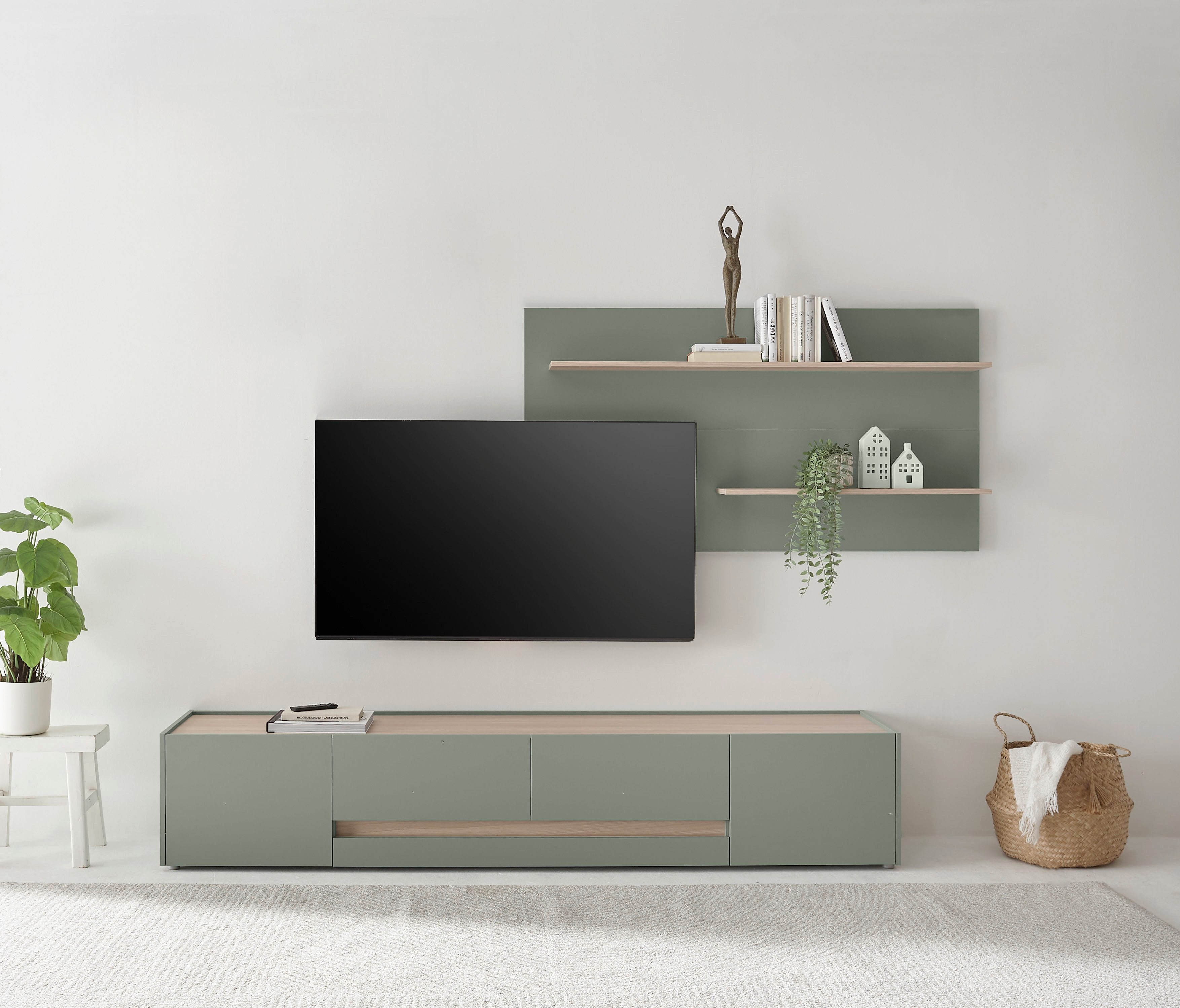 INOSIGN Wohnwand City/Giron, moderne Anbauwand, Komplettset in vielen Farben verfügbar, (Set, 2-St), enthält ein Lowboard & ein Wandboard