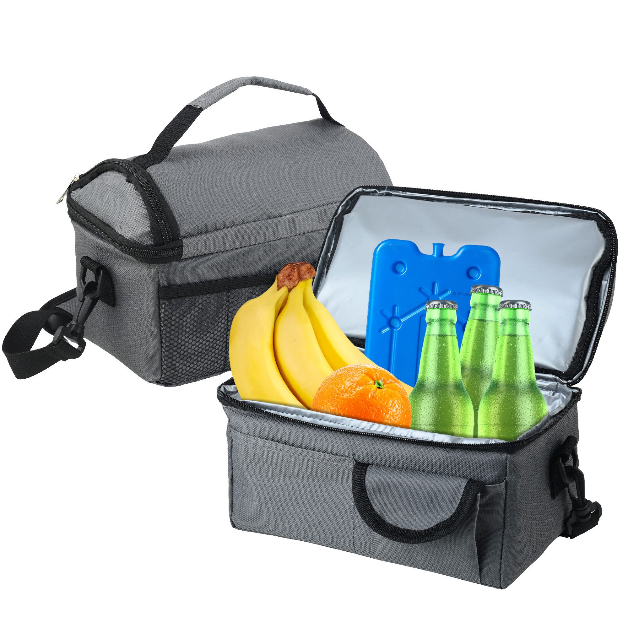 shop'n smile ideoon Kühltasche Mini-Kühltasche faltbar (6L) - Isoliert & auslaufsicher, mit Schultergurt, Tragegriffen & Trennfächern