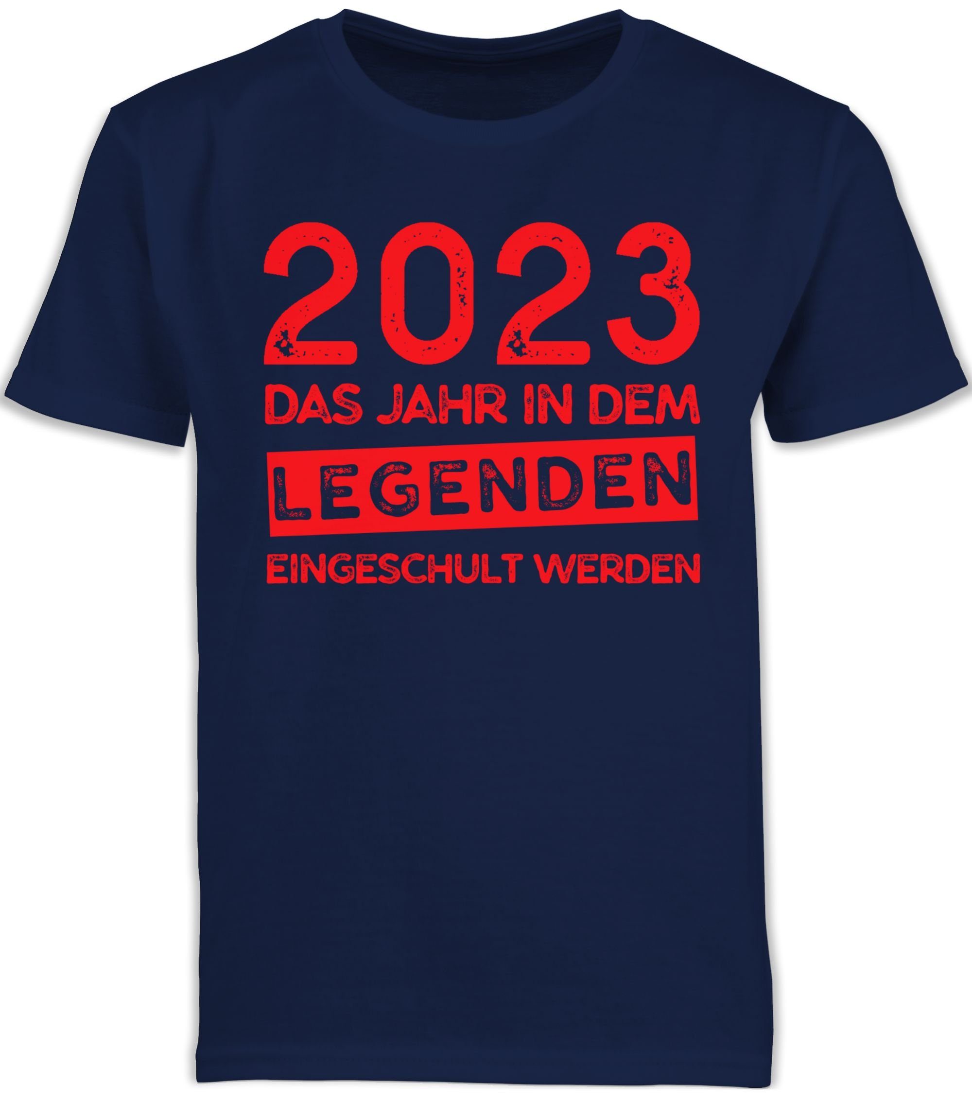 Shirtracer T-Shirt 2023 Das Jahr in dem Legenden eingeschult werden rot Einschulung Junge Schulanfang Geschenke 1 Navy Blau