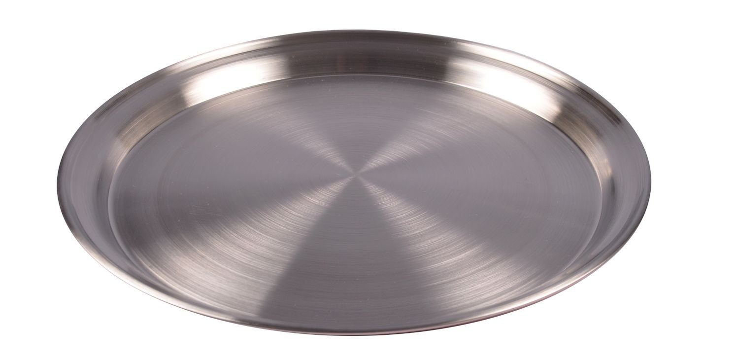 BURI Servierplatte Edelstahl Tablett 35cm Serviertablett Frühstückstablett Dekoteller Ker, Edelstahl