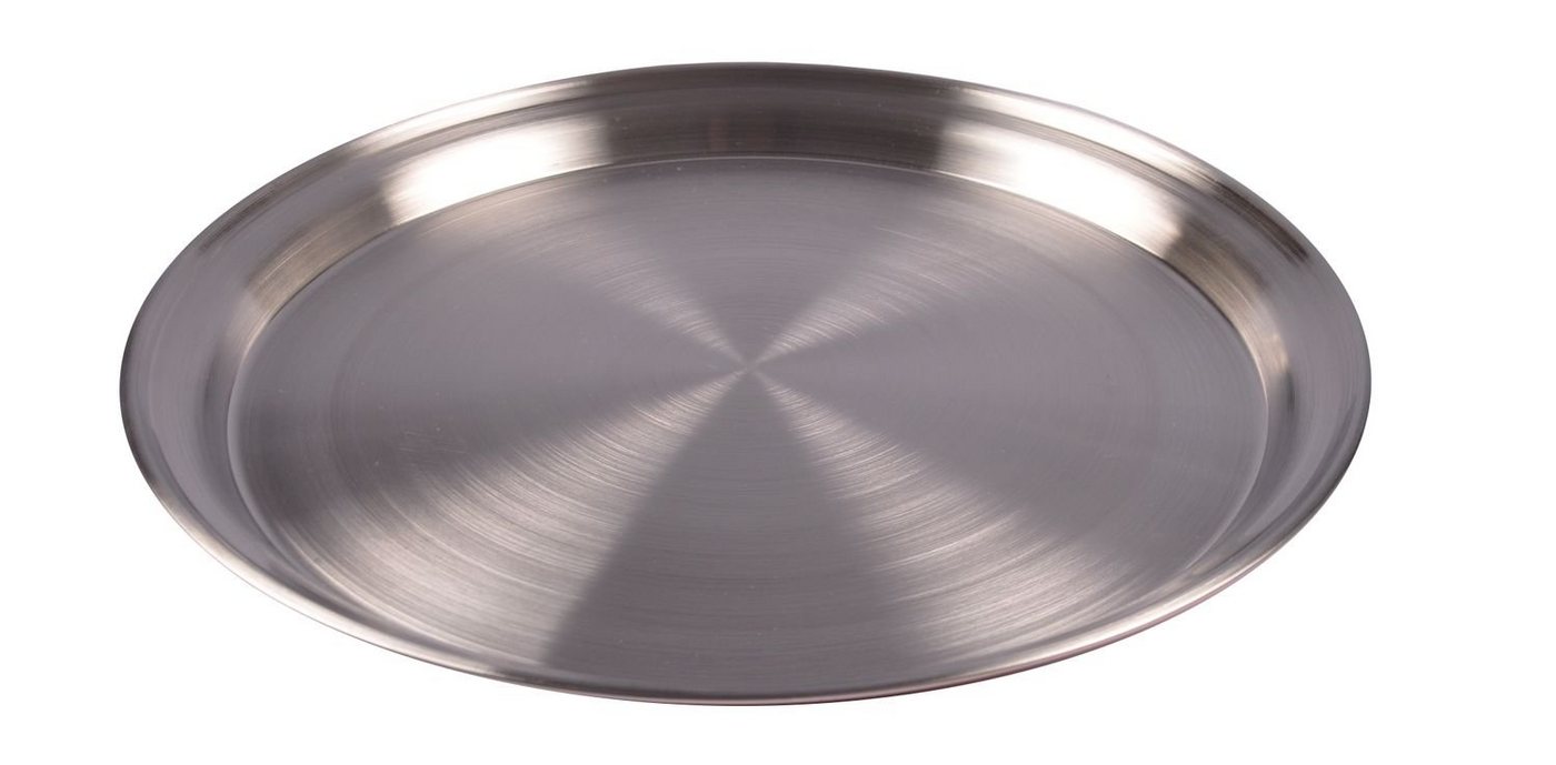 BURI Servierplatte Edelstahl Tablett 35cm Serviertablett Frühstückstablett Dekoteller Ker, Edelstahl