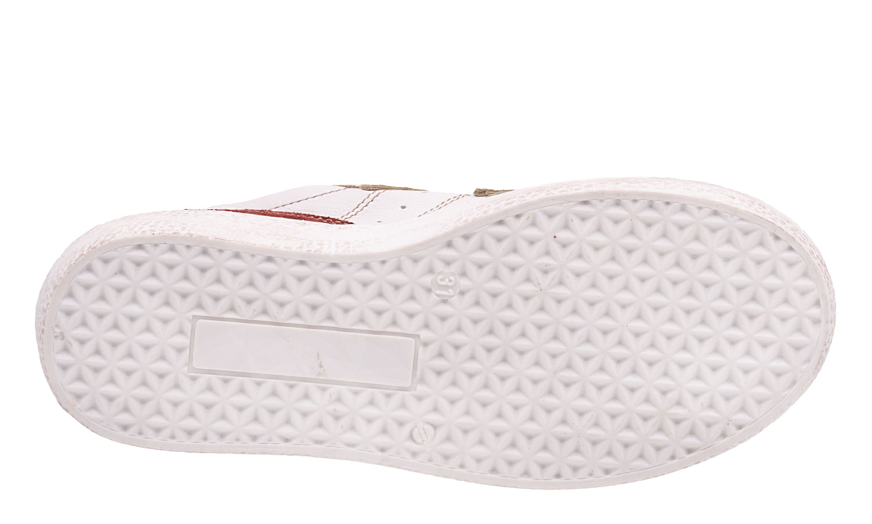 Ocra Ocra Sneaker Schuhe Kinder pflanz. geg. Leder D406 Weiß Rot Beige Sneaker