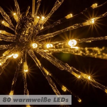 Nipach LED Stern Weihnachtsstern 80 LED Meteor-Stern warm weiß 40cm Timer Außen, LED fest integriert, Warmweiß