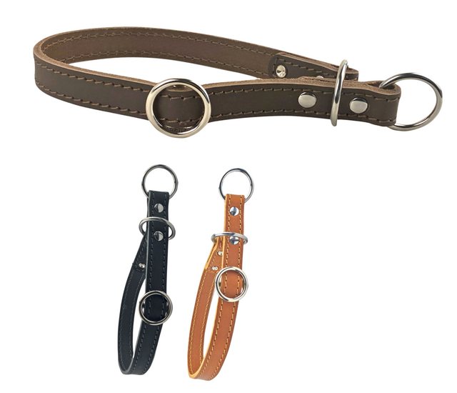 MediMuc Hunde-Halsband Zugstopp Hundehalsband, Lederhalsband mit Zugstopp