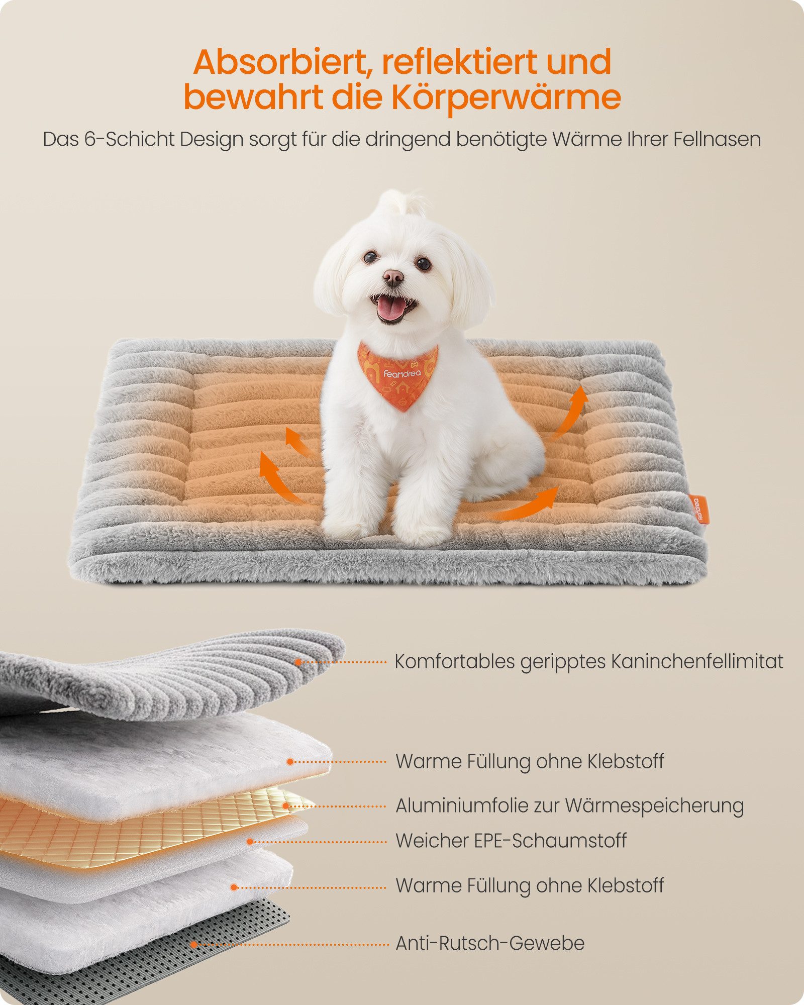 FEANDREA Tierdecke, beidseitig verwendbar, Hundesofa maschinenwaschbar, grau