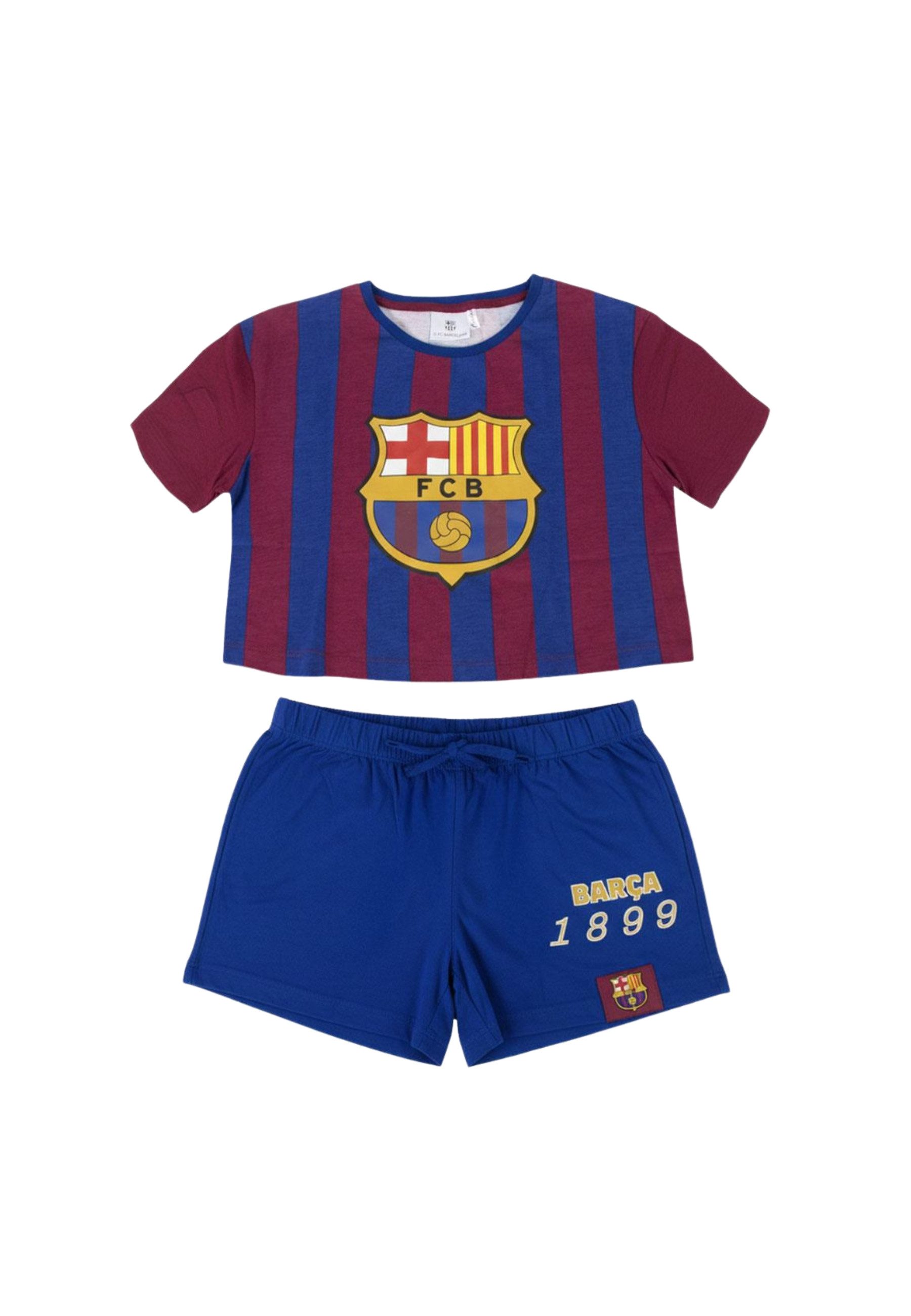 Disney Schlafanzug Short Pyjamas Single Jersey FC Barcelona Beige (Set)