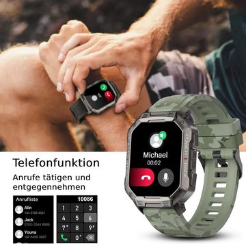 Deunis Smartwatch (1,83 Zoll, Android iOS), Herren Sportuhr mit Telefonfunktion Schlafmonitor Schrittzähler