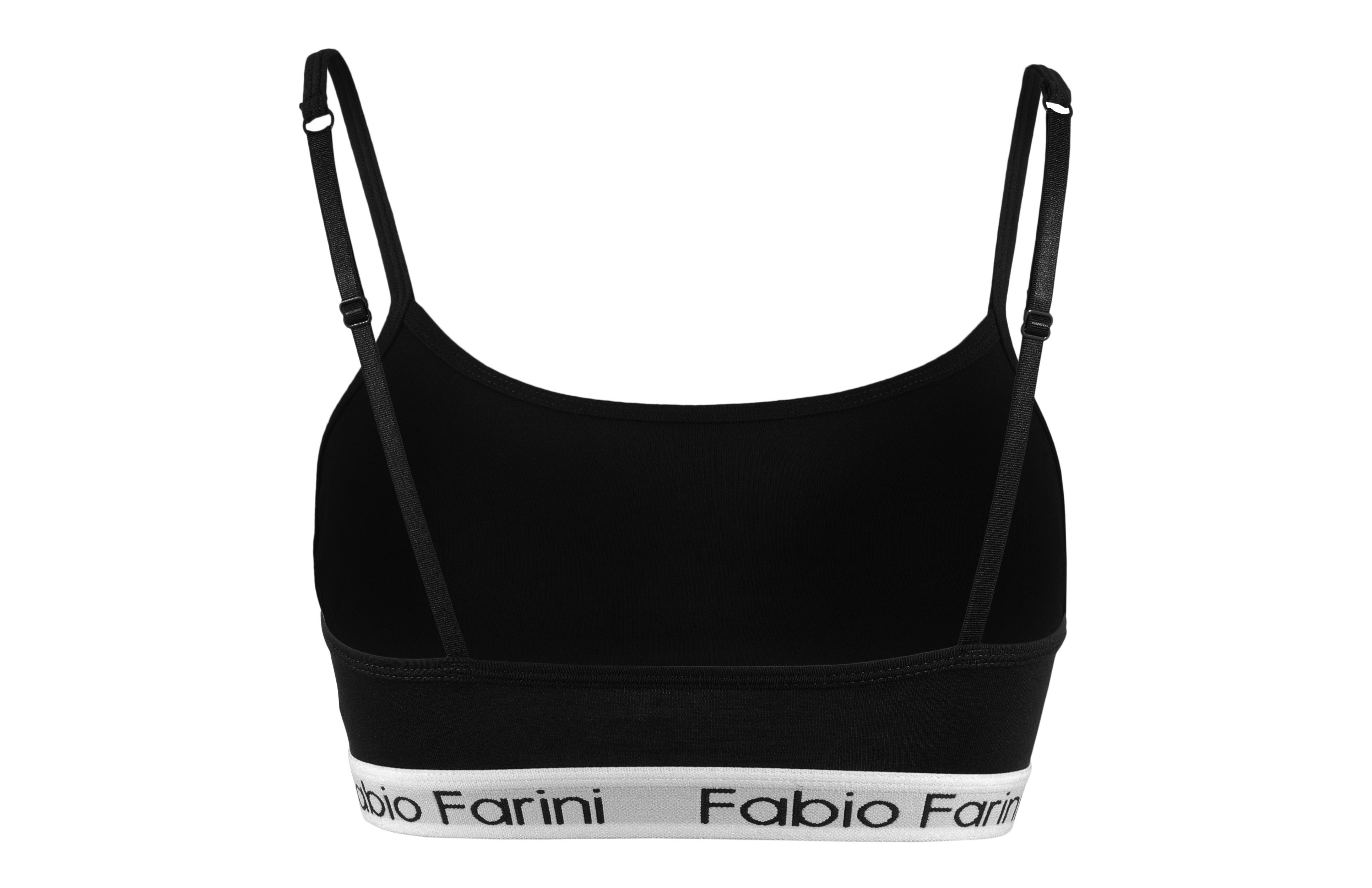 Fabio Farini Sport-BH Frauen Unterwäsche - Damen Sport-BH aus Baumwolle mit Strech-Anteil (Packung, 1-tlg) bügellos, mit Spaghettiträgern und Logo-Bund