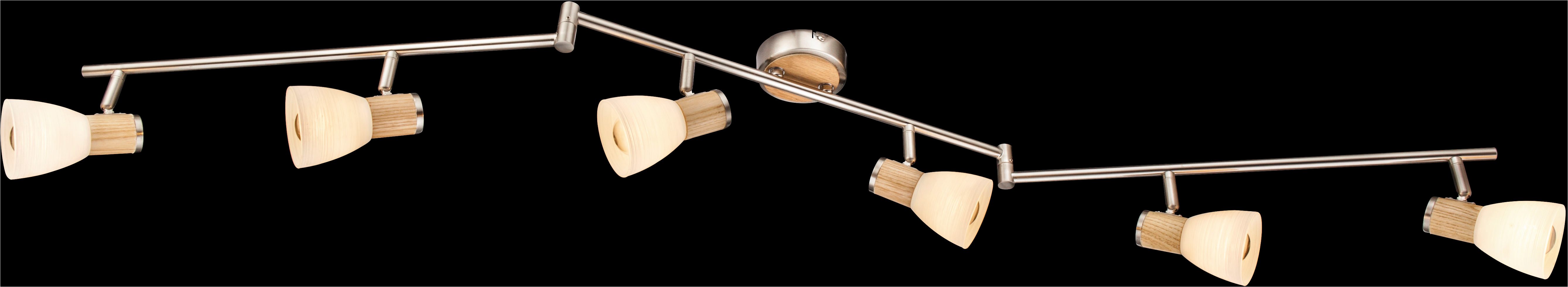 GLOBO LIGHTING Deckenspot GYLFI, ohne Leuchtmittel, Strahler Nickel/Holz, Glas opal/gestreift, E14