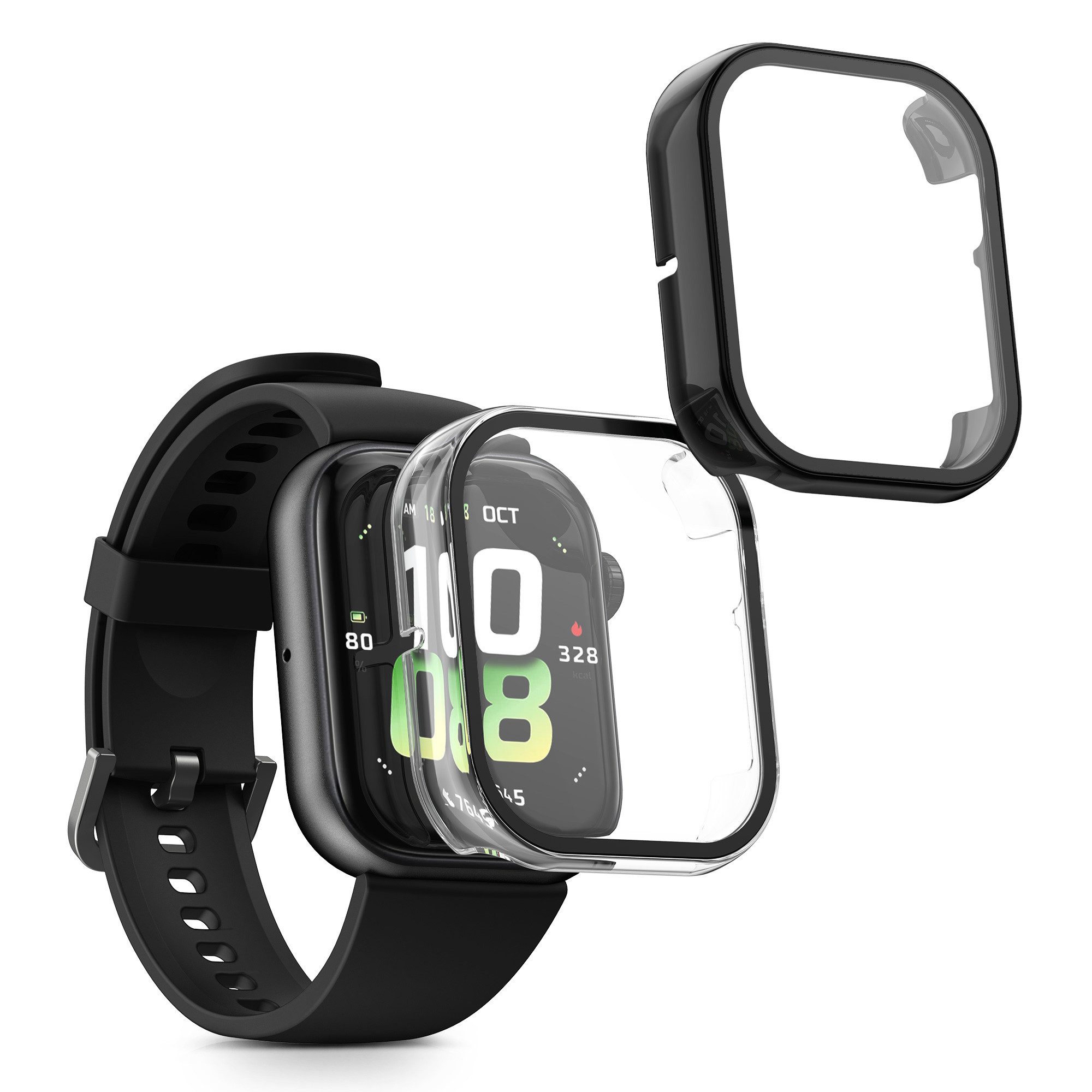 kwmobile Smartphone-Hülle 2x Hülle für HONOR Watch 5, Fullbody Fitnesstracker Glas Cover Case Schutzhülle Set