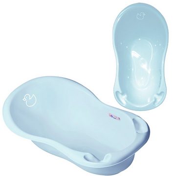 Tega-Baby Babybadewanne 4 Teile SET – DUCK Blau + Ständer Weiss - Babybadeset Wanne Pflege, (Made in Europe Premium Set), ** Wwanne + Badesitz + Töpf + WC Aufsatz + Gestell **