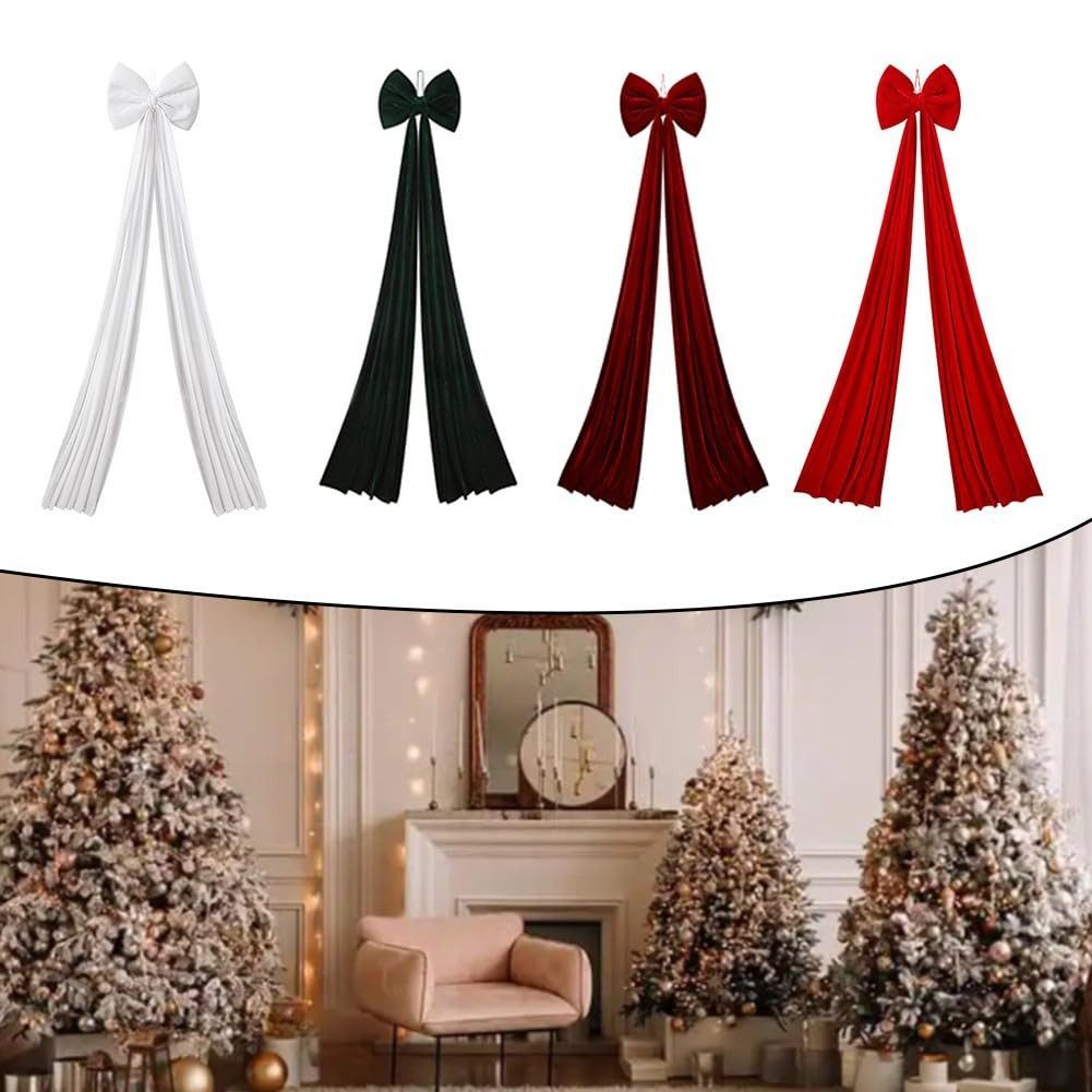 CLTYQ Christbaumschmuck rote schleifen weihnachten,Große Weihnachtsbaum-Schleifen, 200cm, Samtstoff,Weihnachtsdekoration für Weihnachtsbaum, Fenster, Haustür – Bild 4 von 5