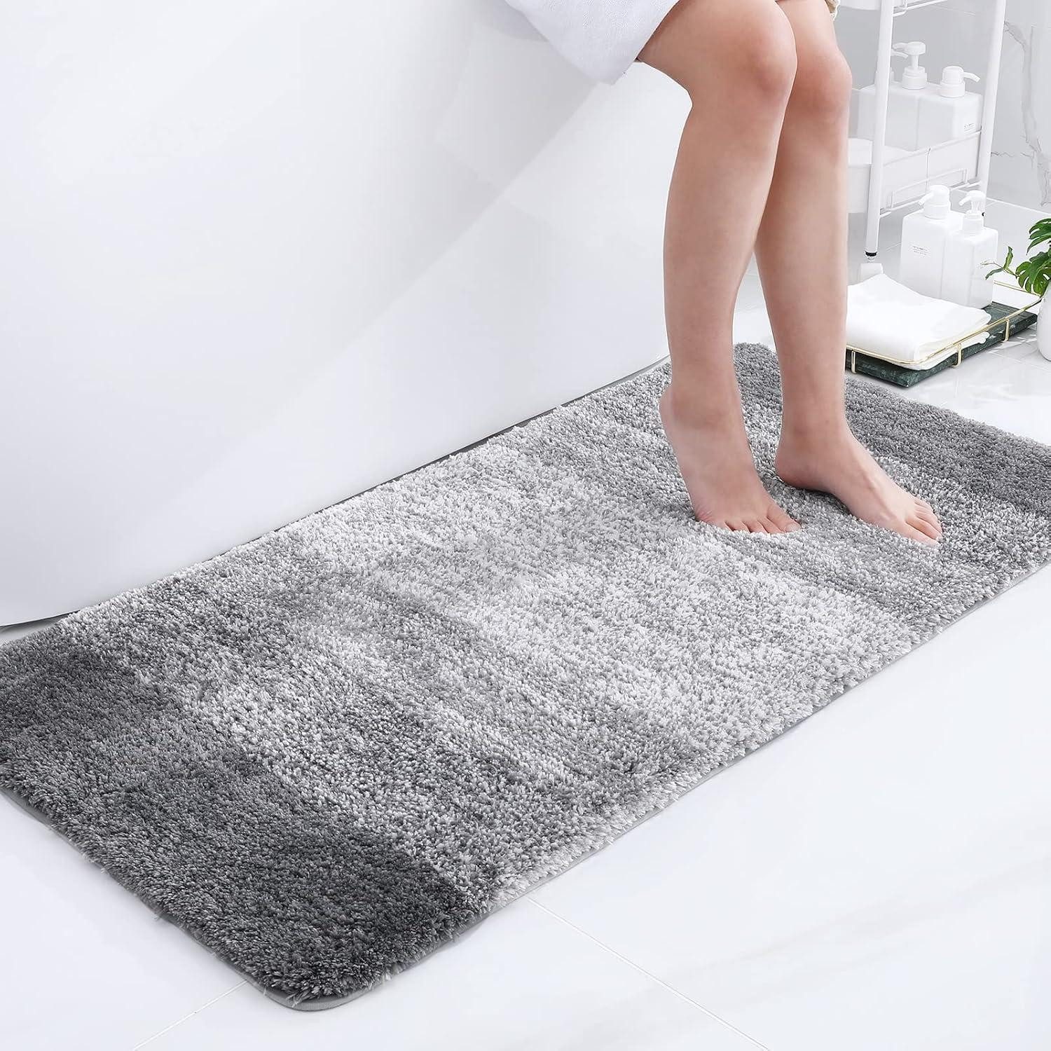 LuxusKollektion Badematte Badezimmerteppich Rutschfest Waschbar Mikrofaser 60x120 cm Grau