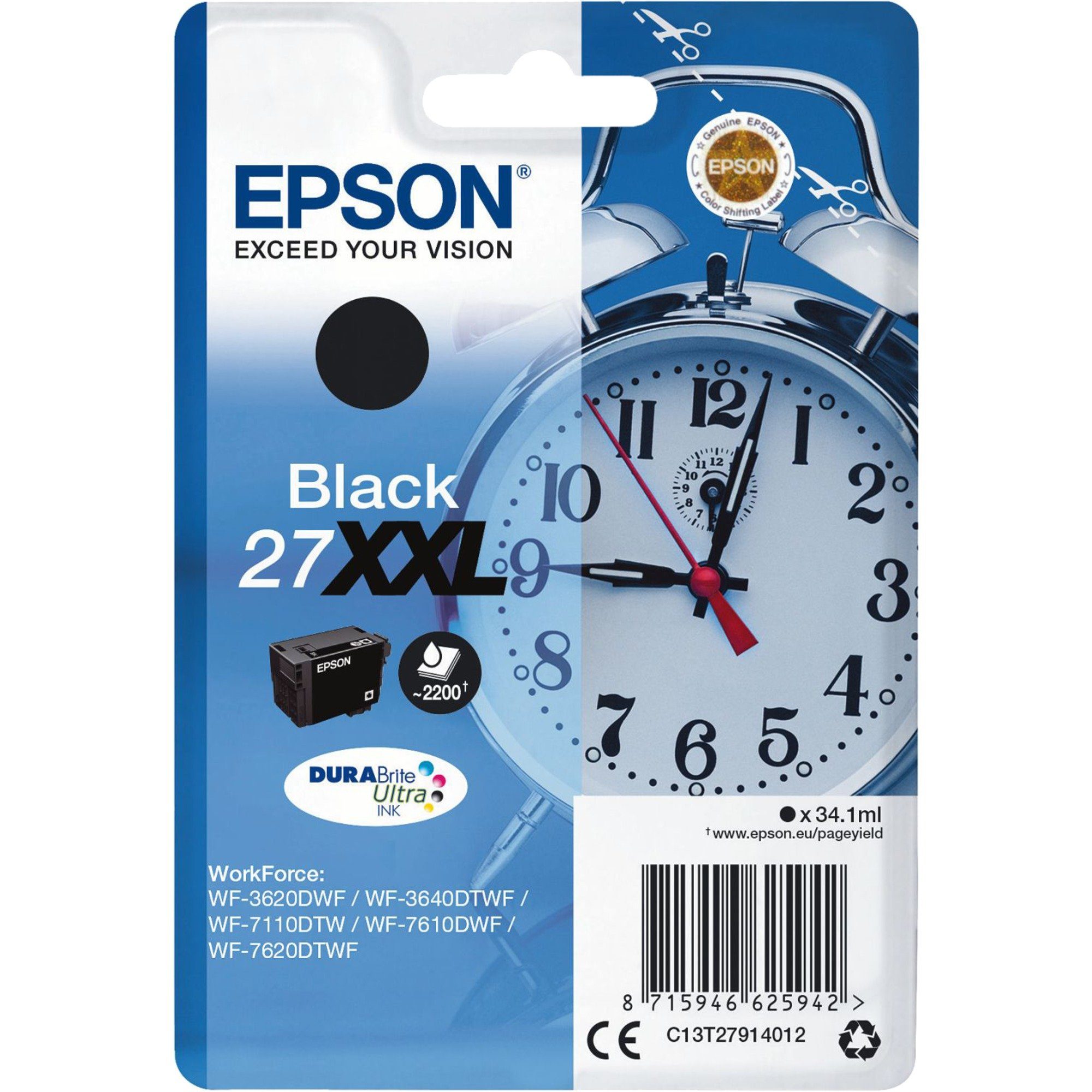 Epson Epson Tinte schwarz 27XXL (C13T27914012), Tintenpatrone