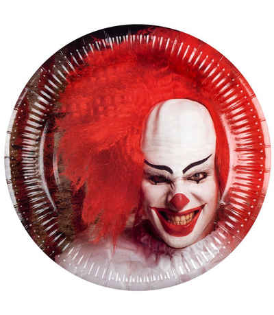 Karneval-Klamotten Einweggeschirr-Set Halloween Party Teller Horror Clown 6 Stück, Einweggeschirr Teller für Ihre Halloween Party Feier