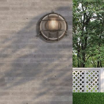 Licht-Erlebnisse Außen-Wandleuchte ARIEL, ohne Leuchtmittel, Ø 26,5 cm E27 IP44 in Silber Antik Klar/Transparent Terrasse Garten