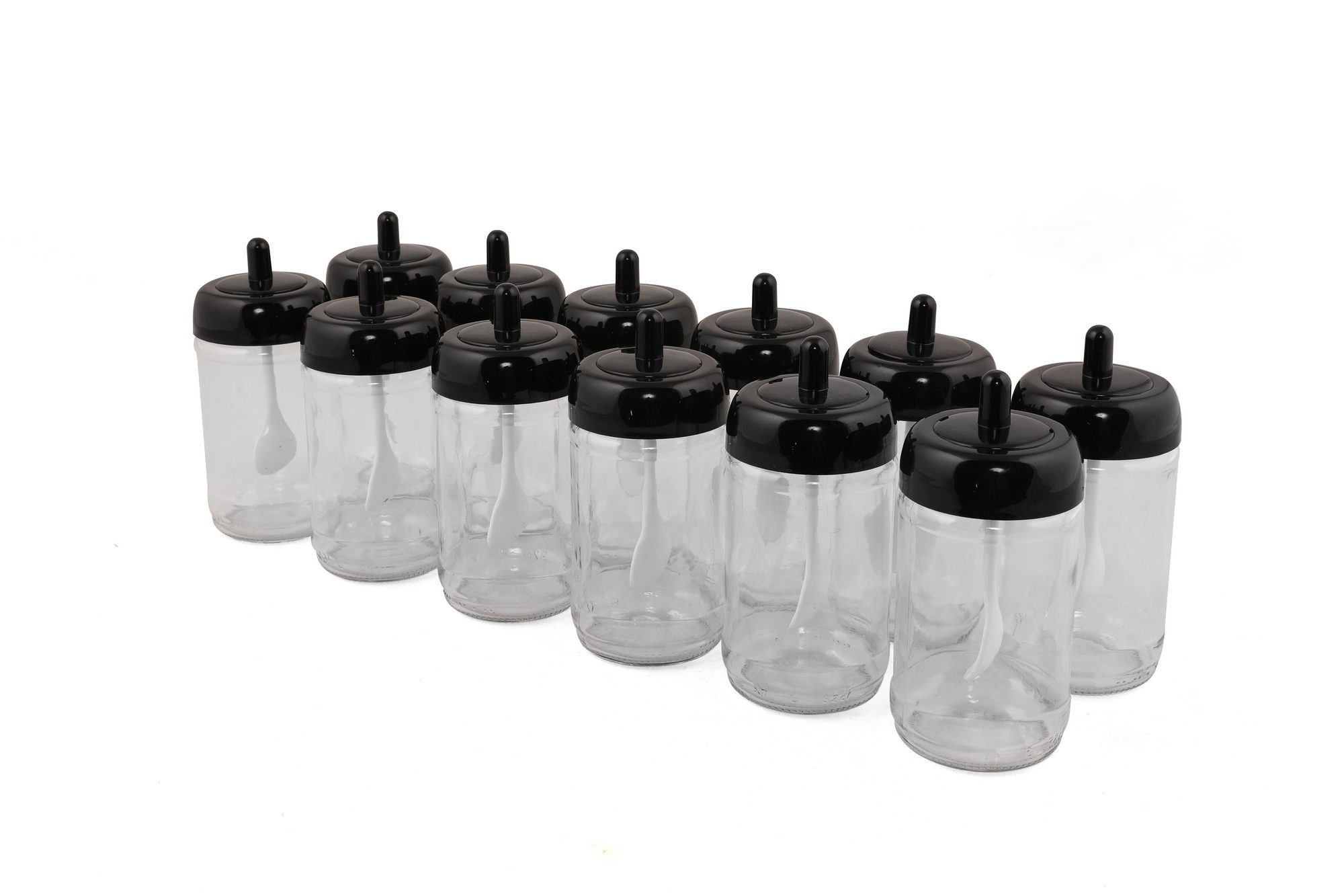 Hermia Concept Vorratsdose Erika,(12 Stücke), Gewürzglas Set, Schwarz, 100% Glas, Glas, (Set, 12-tlg., 12x Gewürzglas mit Deckel), Großes Volumen: 300 ml pro Glas