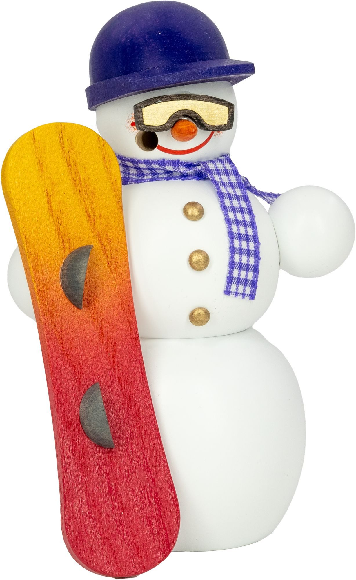 Seiffener Volkskunst eG Räuchermännchen Räucherfigur Schneemann Snowboarder BxHxT 10x13x7cm NEU