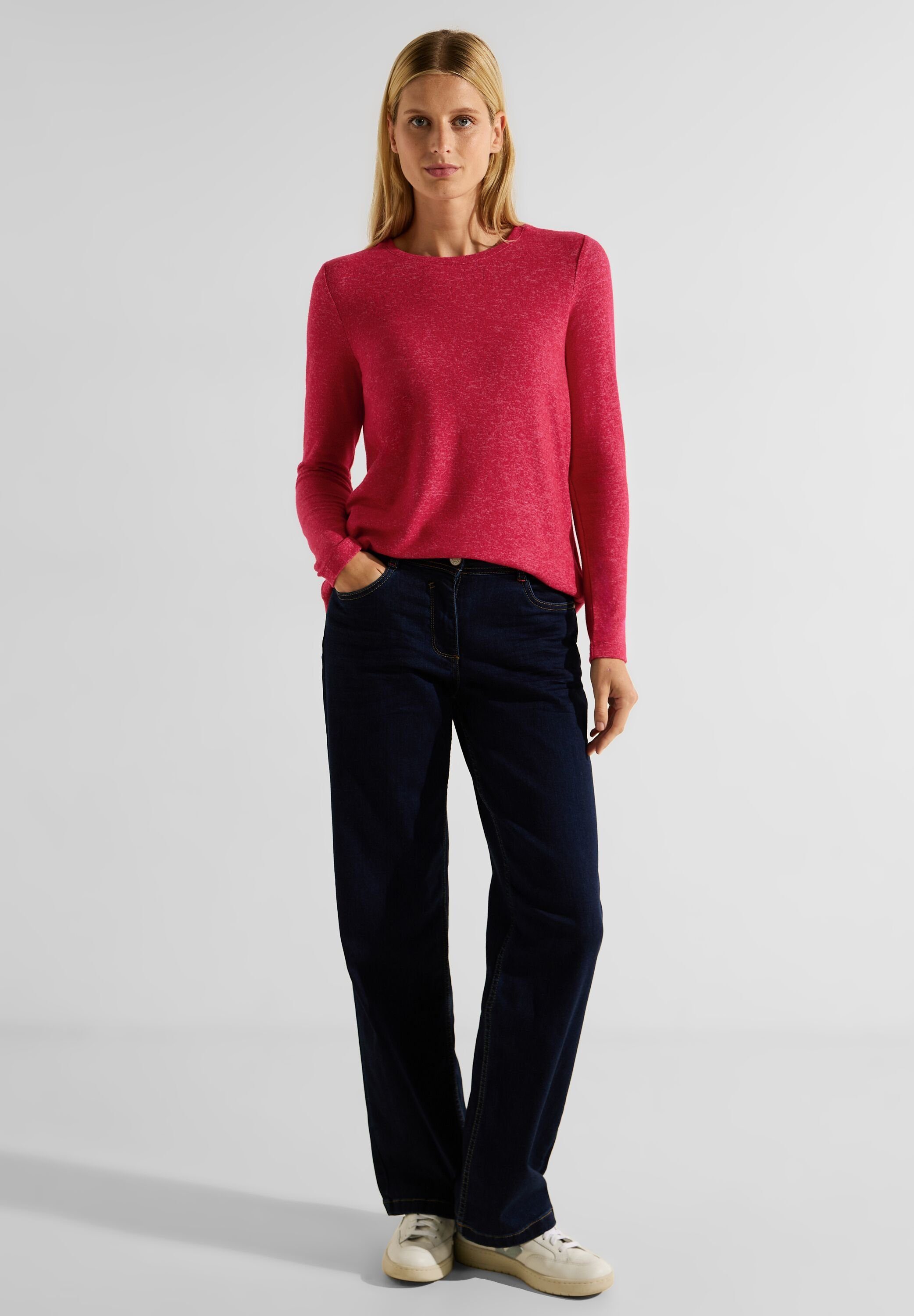 CECIL Rundhalsshirt in Melange Optik