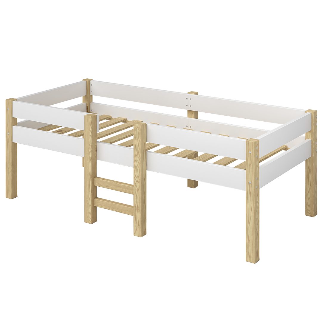 Bellabino Hochbett Aspy mit Rausfallschutz und Lattenrost 90x200 cm (natur günstig online kaufen