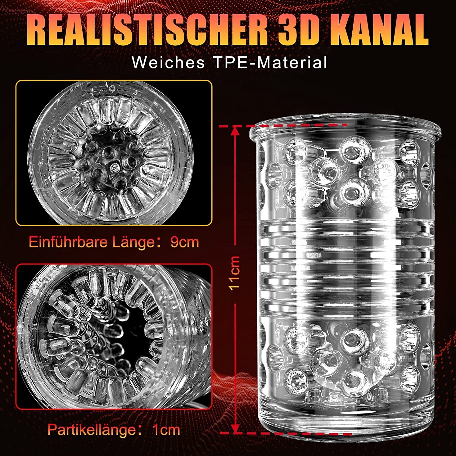 XDeer Masturbator Teleskopfunktion Drehfunktion, rot USB Masturbator wiederaufladbar und 3D-Kanal, mit Saugnäpfen,7Modi Ein-Knopf-Orgasmus-Design,Realistischer