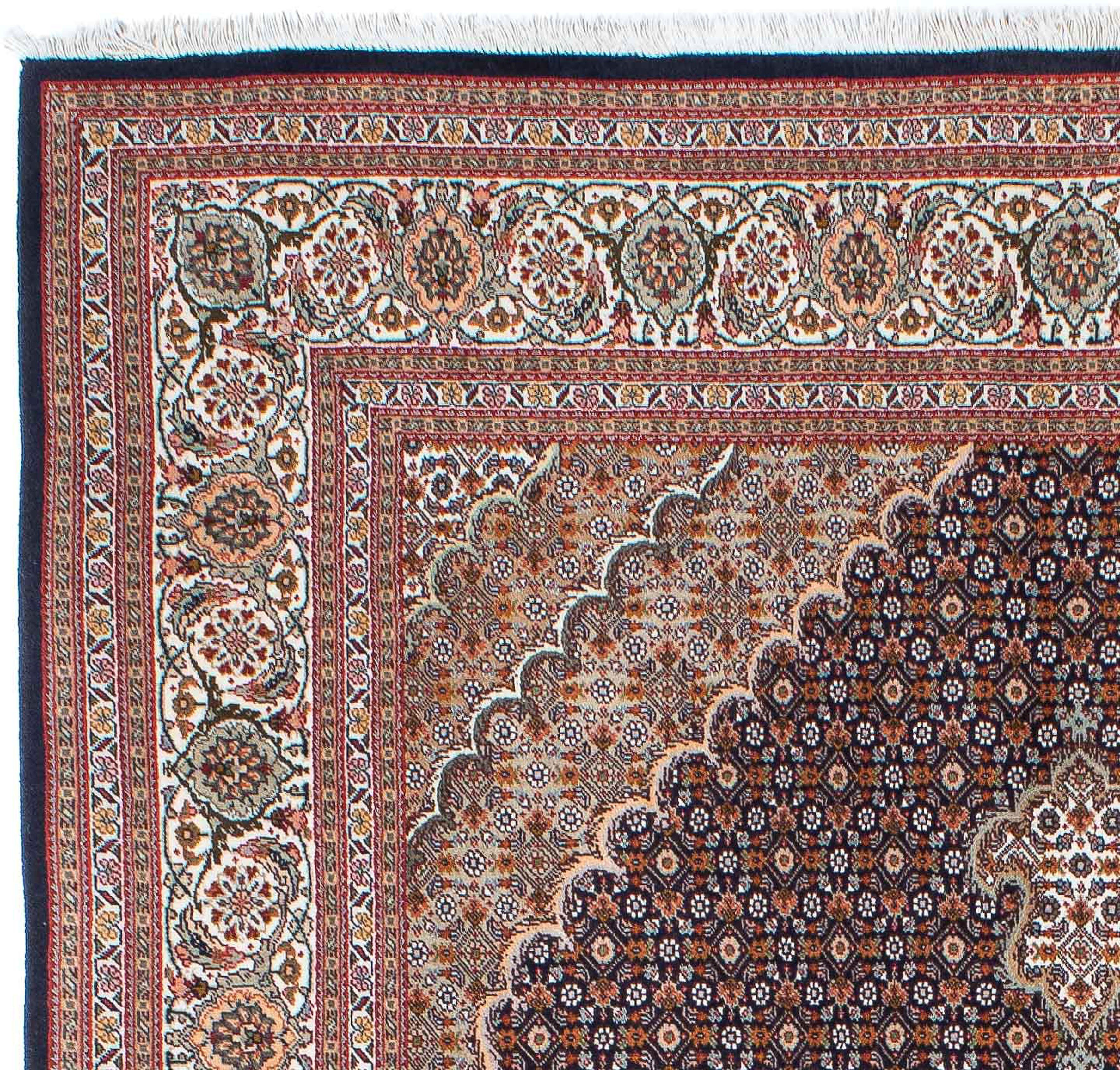Orientteppich Perser - Täbriz - dunkelbraun, 155 Zertifikat mm, Wohnzimmer, 210 Höhe: mit 10 cm - x Handgeknüpft, Einzelstück rechteckig, morgenland