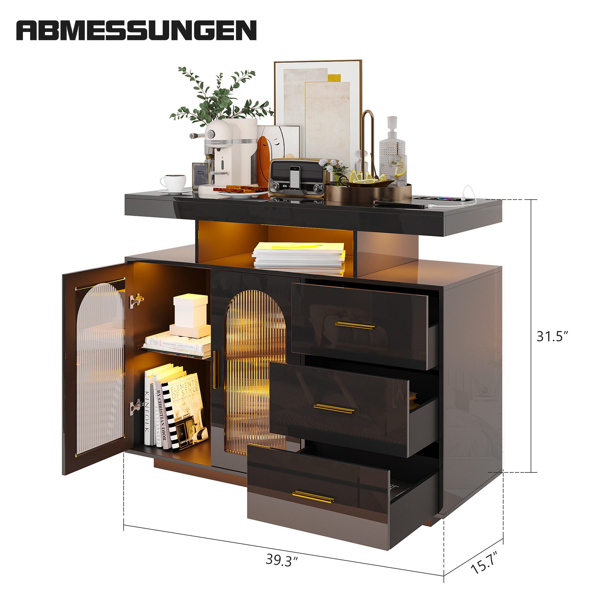 LVifur Sideboard Kabelloser Ladestation, Intelligenter RGB-Sensor, günstig online kaufen