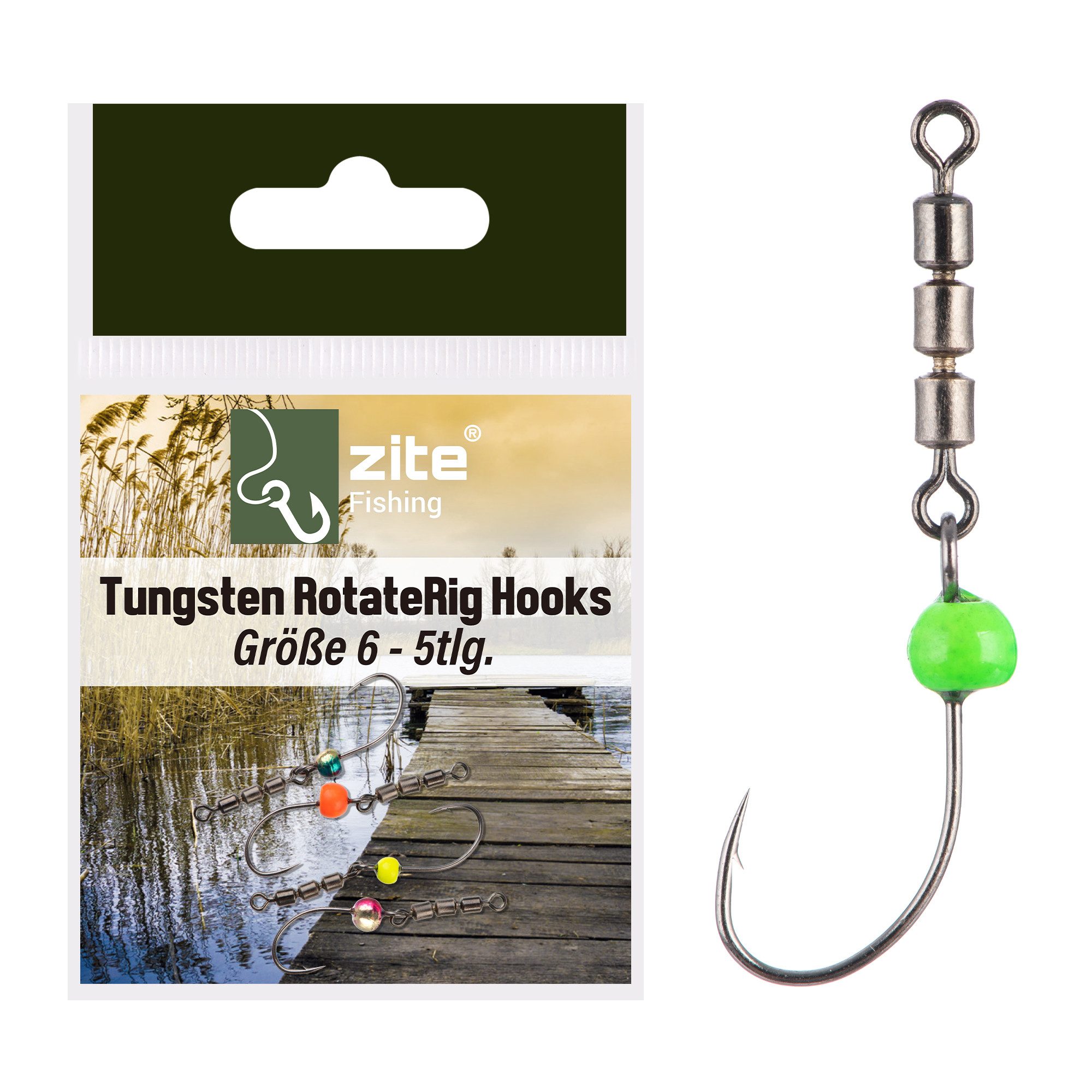 Zite Forellenhaken Rotate Rig Hooks Gr. 4-6 mit Tungstenperle fürs Forellenangeln
