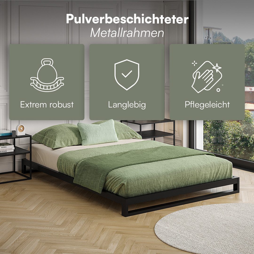 skølm Bettgestell Vidar inkl. Lattenrost, Metallbett 140x200, auch verfügbar in 120/160/180 x 200