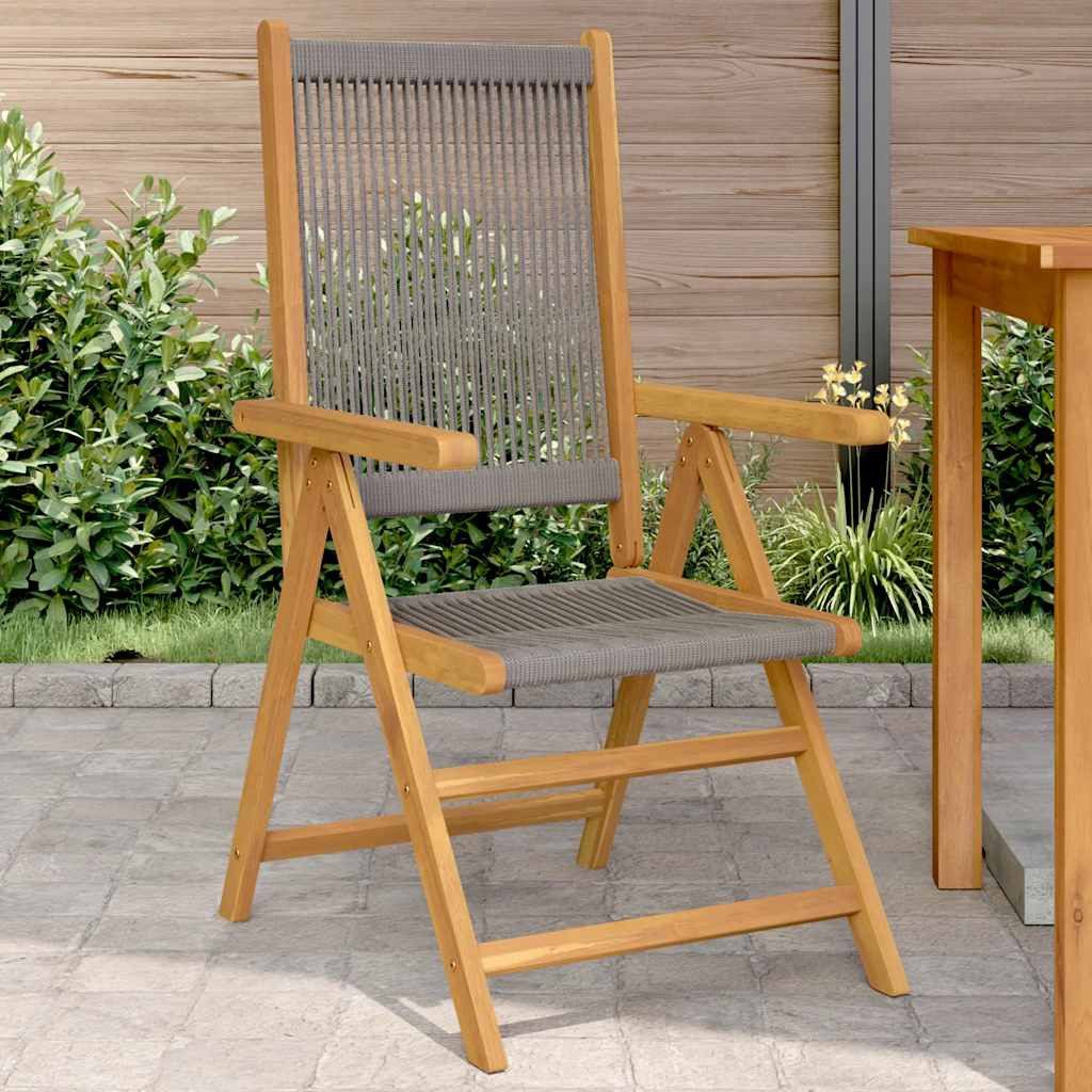 vidaXL Gartenstuhl Klappstühle, 2 Stück, grau, Massivholz und Polypropylen (2 St)