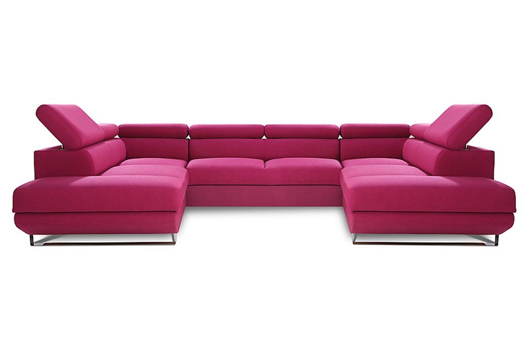 JVmoebel Ecksofa Wohnlandschaft Ecksofa Stoff U-Form Couch Design, Made in Europe Rosa