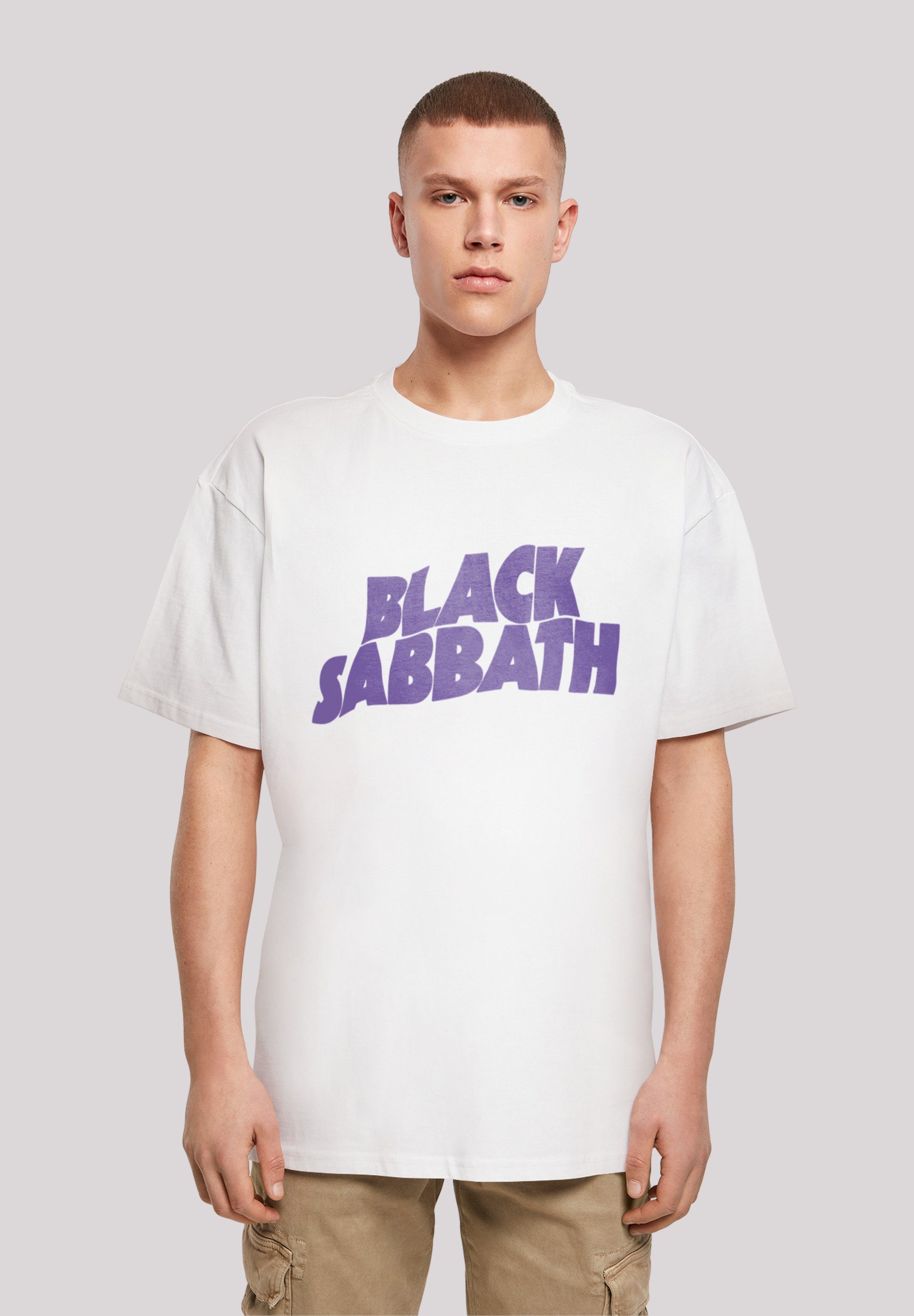 Band Heavy F4NT4STIC Metal Wavy Black Black T-Shirt Sabbath Print weiß Logo