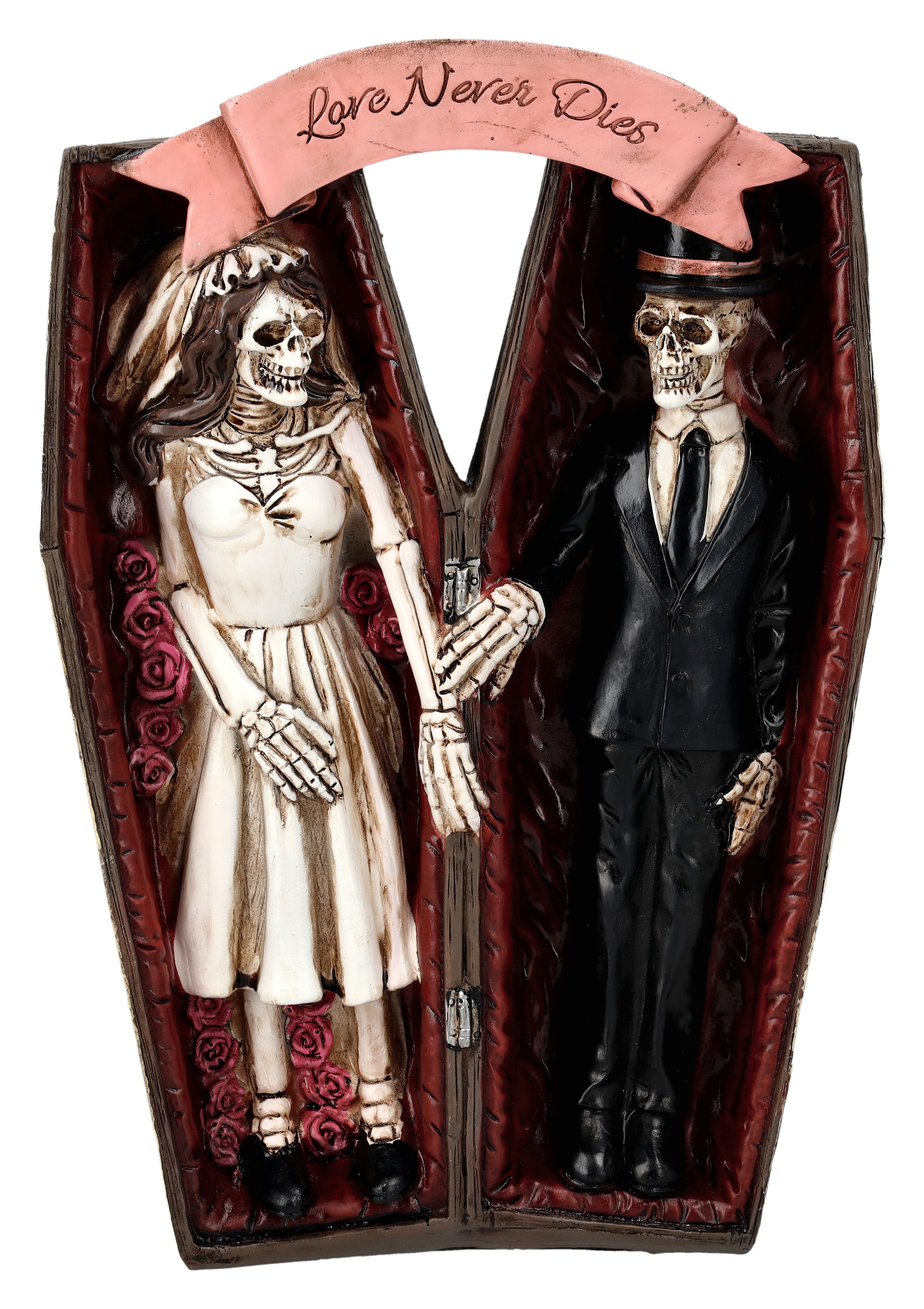 Figuren Shop GmbH Dekofigur Skelettfigur - Brautpaar im Sarg - Dekofigur Horror Love Never Dies
