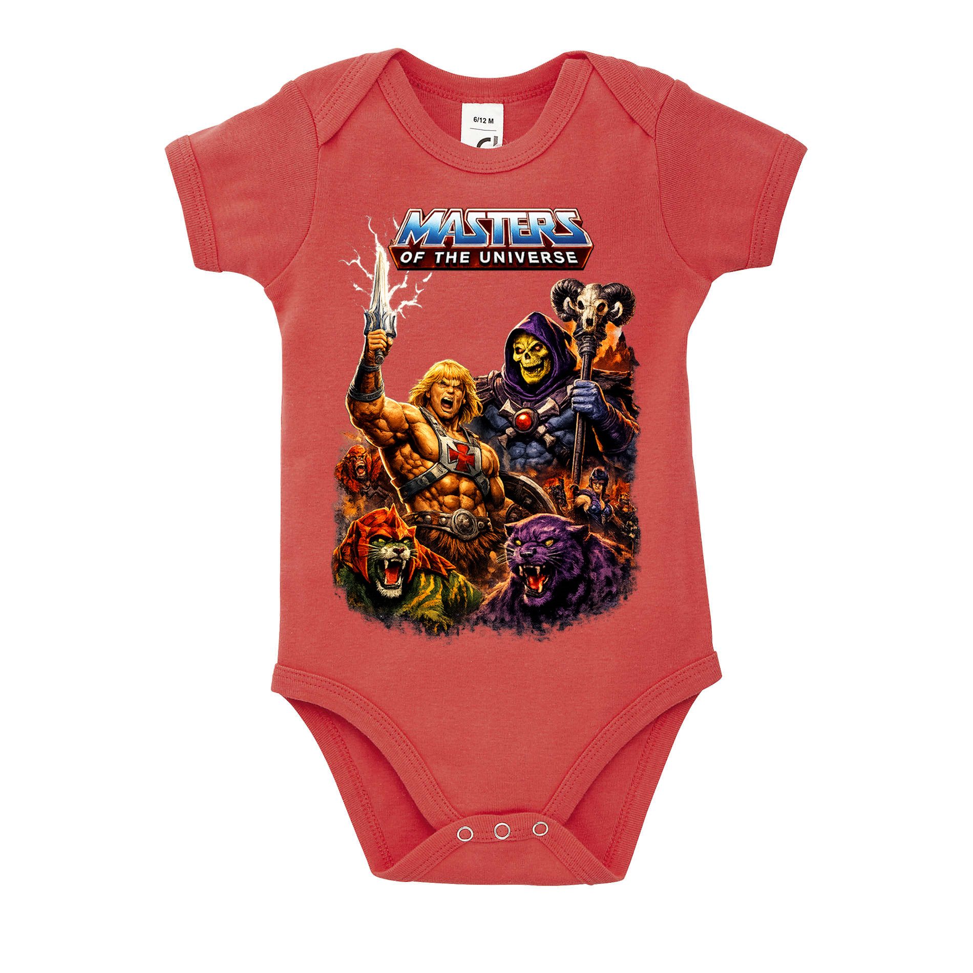 Blondie & Brownie Strampler Baby Body He Man MOTU Retro 80s Krieger Totenschädel Motiv (Einzelteil, Einzelartikel) Eternia Retro Krieger Baby Body Edition