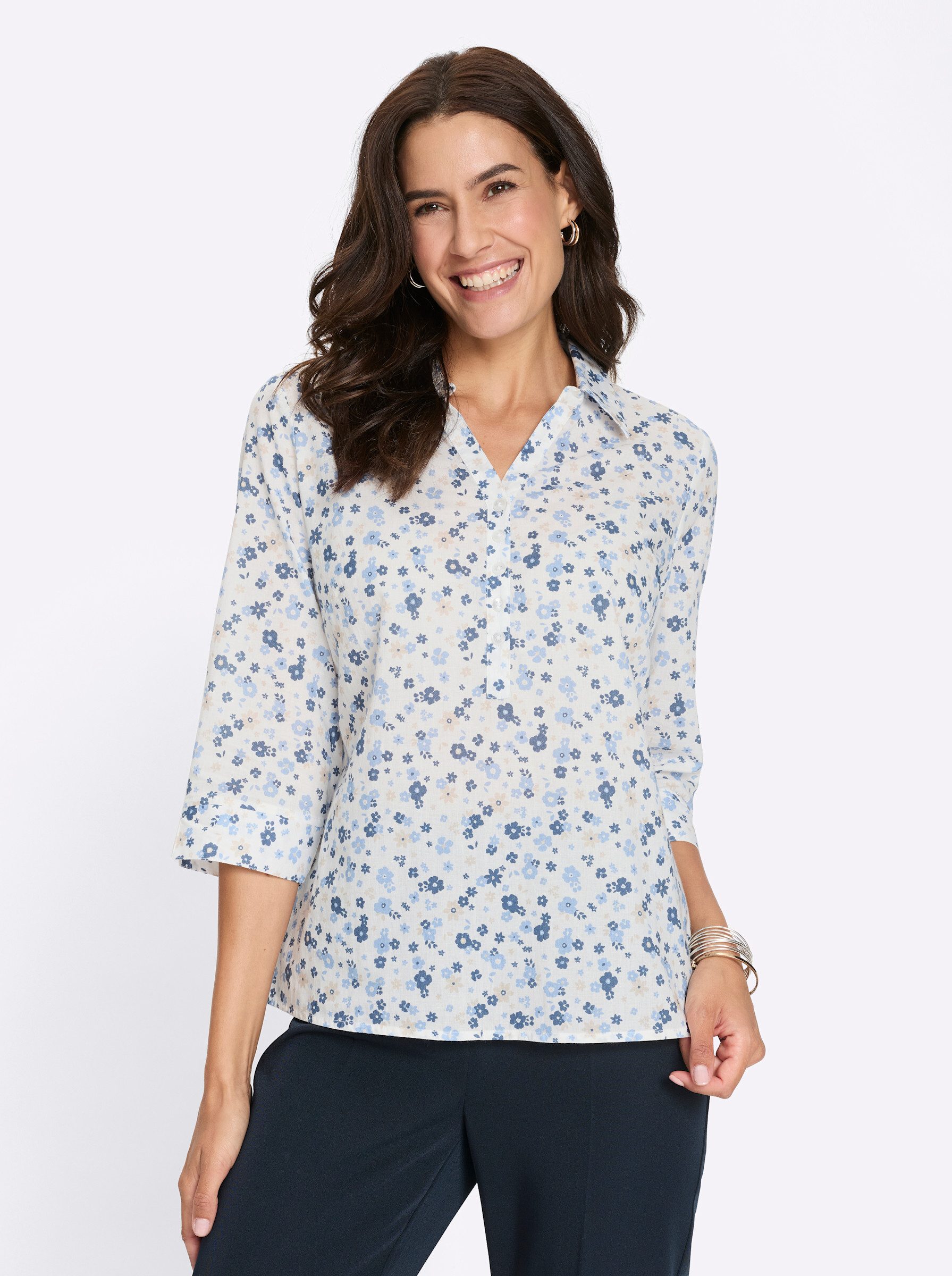Witt Klassische Bluse Baumwoll-Bluse 3/4-Arm günstig online kaufen