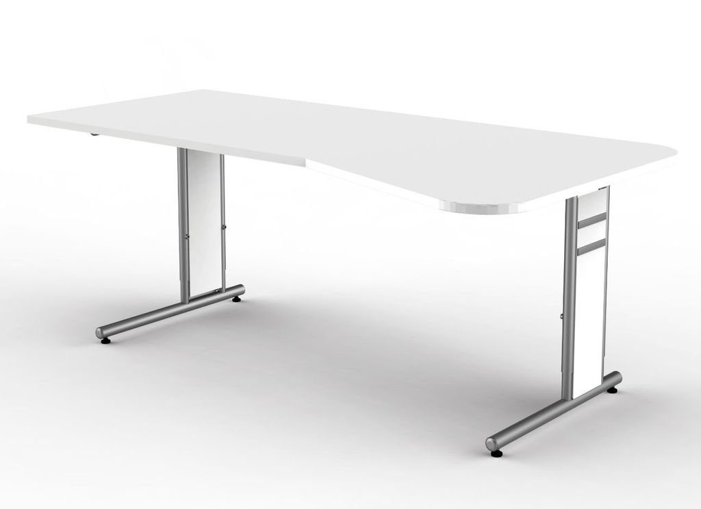 Schreibtisch, Weiß 4 Form KERKMANN höheneinstellbar, manuell Freiformtisch,