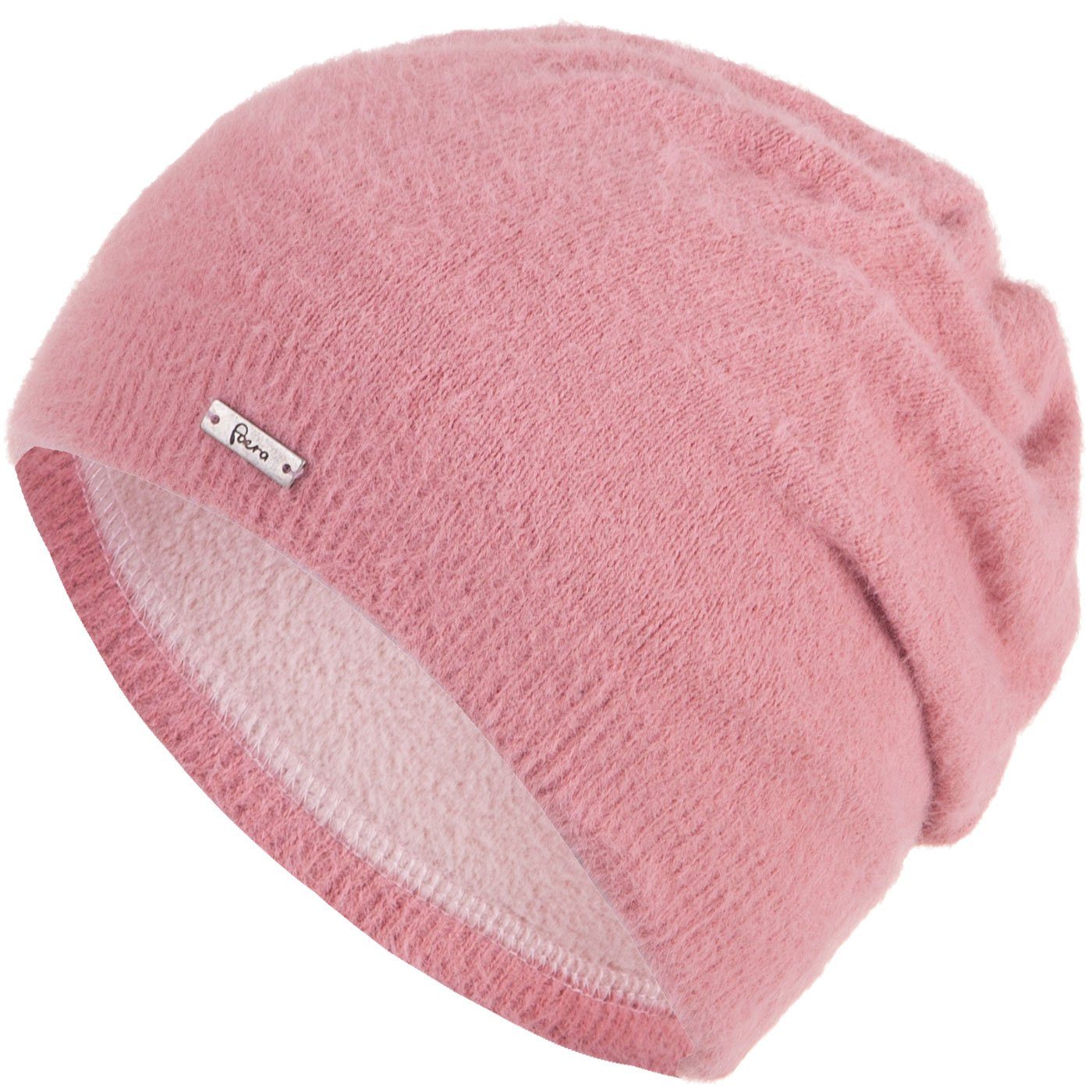 Faera Strickmütze Wintermütze Damen Mütze Beanie Haube gefüttert Damenmütze Winter rosa