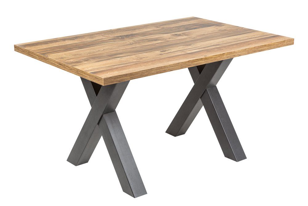 riess-ambiente Esstisch MONTREAL 140cm natur/schwarz - Eichenholz-Design, X-Gestell (Einzelartikel, 1-St), Industrial Design fürs Esszimmer – ideal für bis zu 6 – Bild 2 von 5