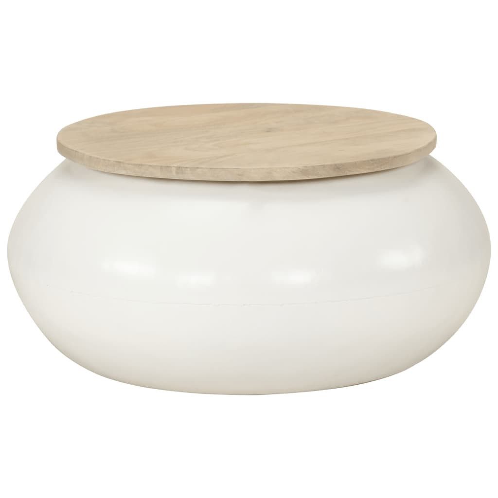 vidaXL Couchtisch Couchtisch Weiß 51x51x27 cm Massivholz (1-St)