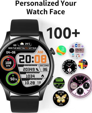 HENLSON Damen's und Herren's IP67 Wasserdicht Fitness-Tracker Telefonfunktion Smartwatch (1,43 Zoll, Android/iOS), mit Herzfrequenzmonitor Schlafmonitor Schrittzähler, Sport modus