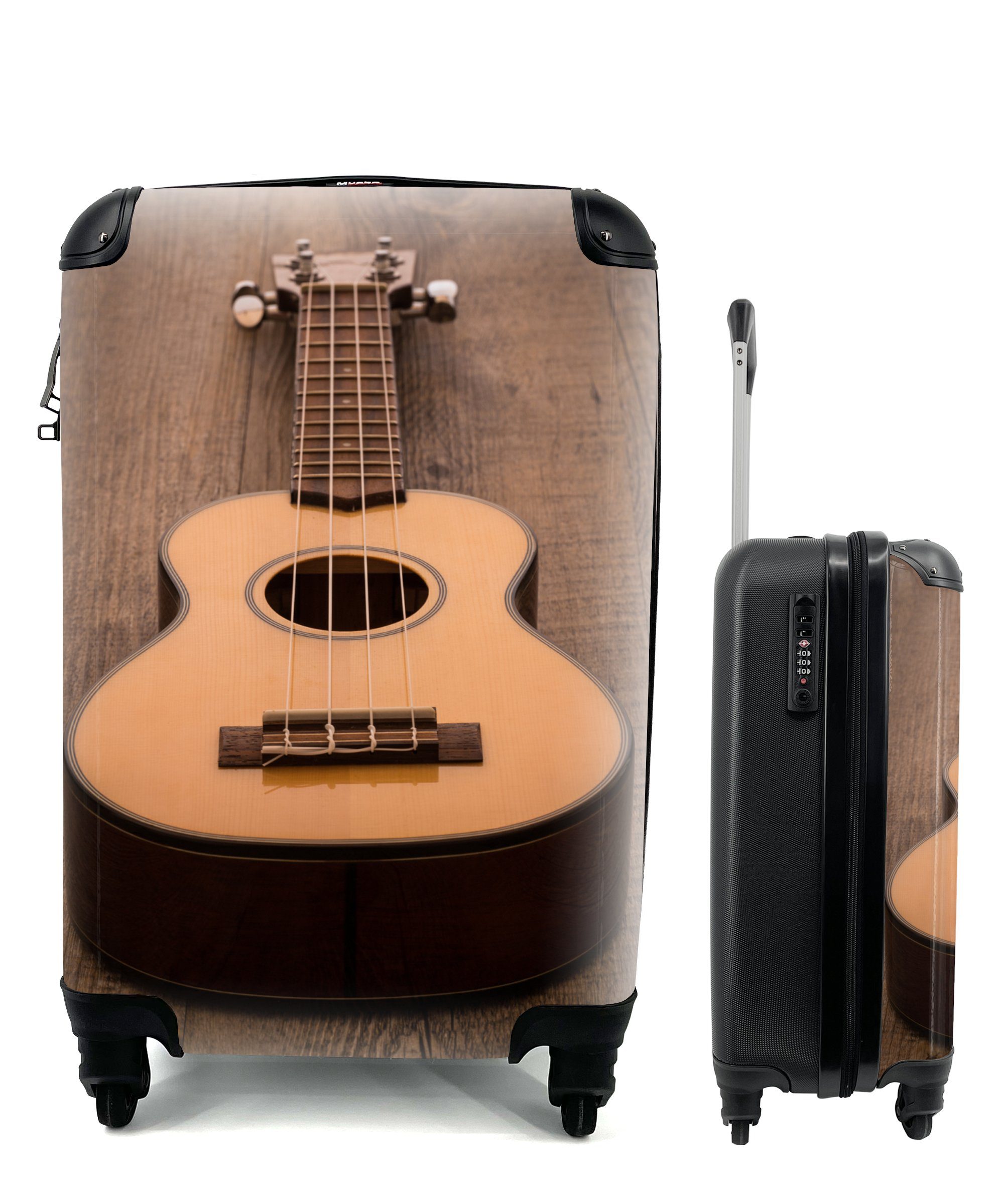 Reisekoffer auf MuchoWow Gitarre einem Reisetasche 4 mit Holztisch, Handgepäckkoffer Ferien, rollen, Handgepäck für Trolley, Akustische Rollen,